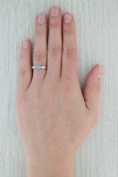 1.15ctw Teal Blue Sapphire Diamond Ring 14k White Gold Size 7.5 Engagement