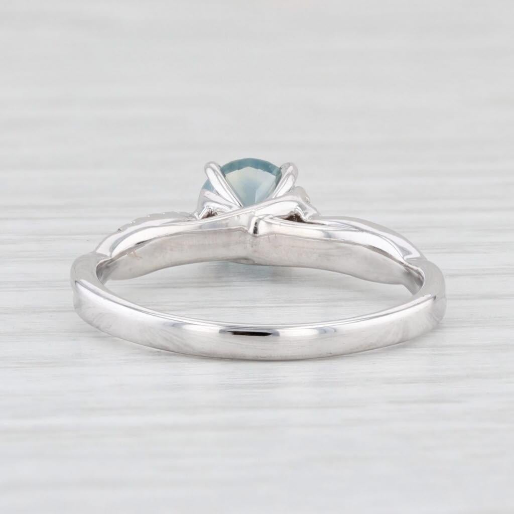 Bague de fiançailles en or blanc 14 carats avec saphir bleu sarcelle et diamant 1,15 carat, taille 7,5 en vente 3