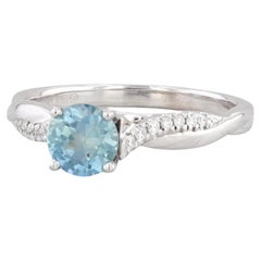 Bague de fiançailles en or blanc 14 carats avec saphir bleu sarcelle et diamant 1,15 carat, taille 7,5