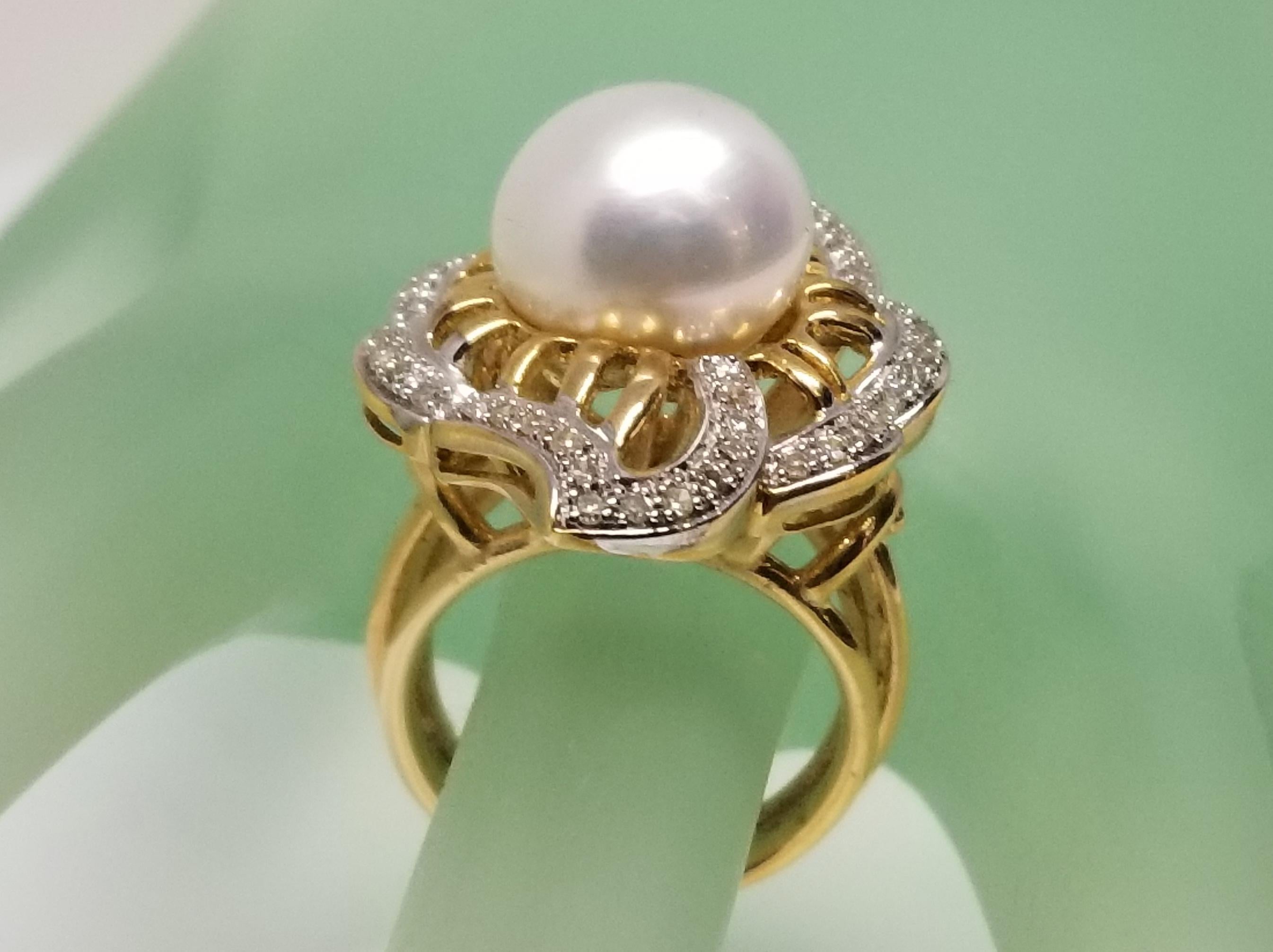 South Sea Pearl and Diamond Ring 1