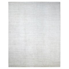 11'5 "x14'4" Alfombra XL de Lana Ghazni Hilada a Mano con Patrón Sólido Liso Marfil