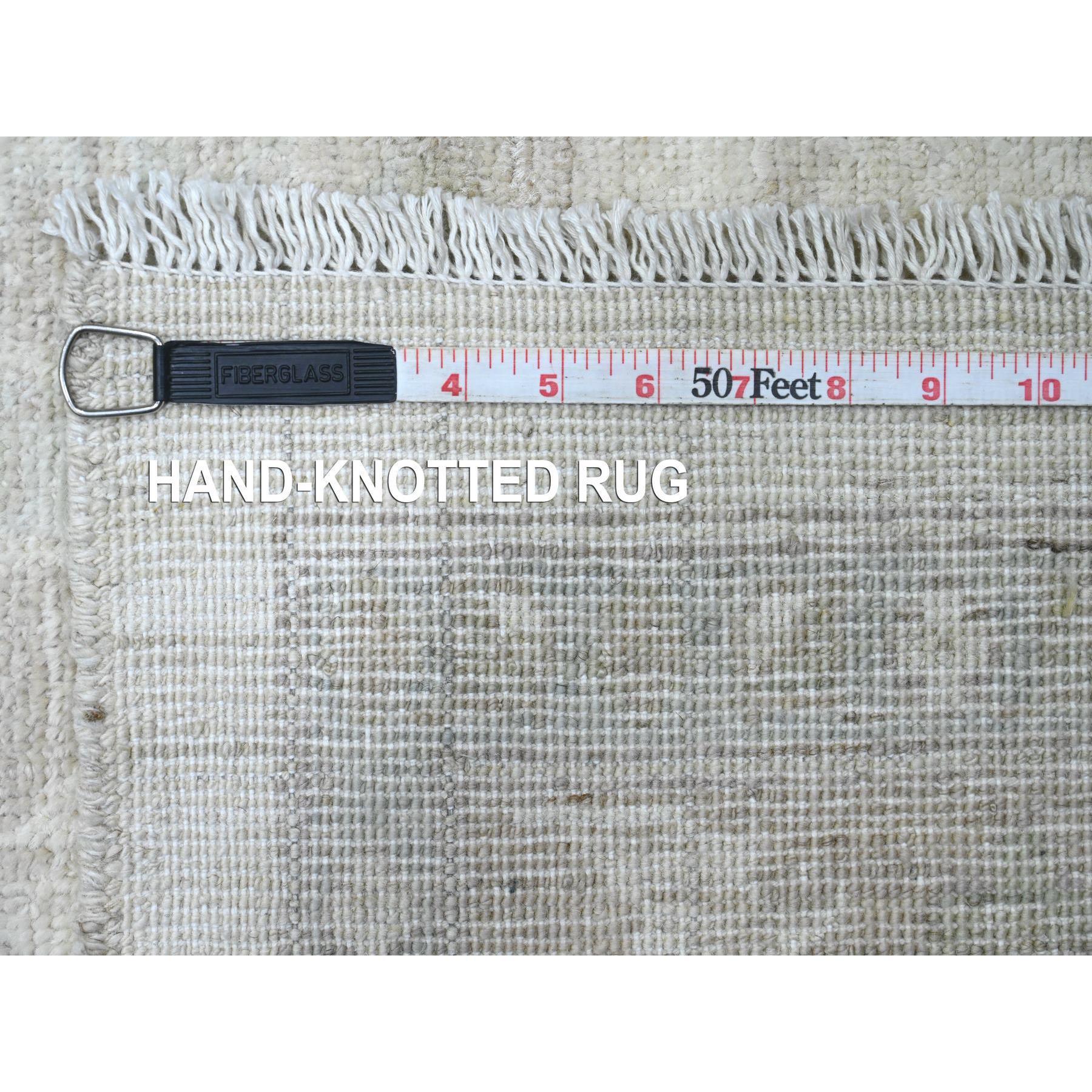 Tappeto bianco 100% lana lavata Peshawar Leaf Design/One annodato a mano 11'5 