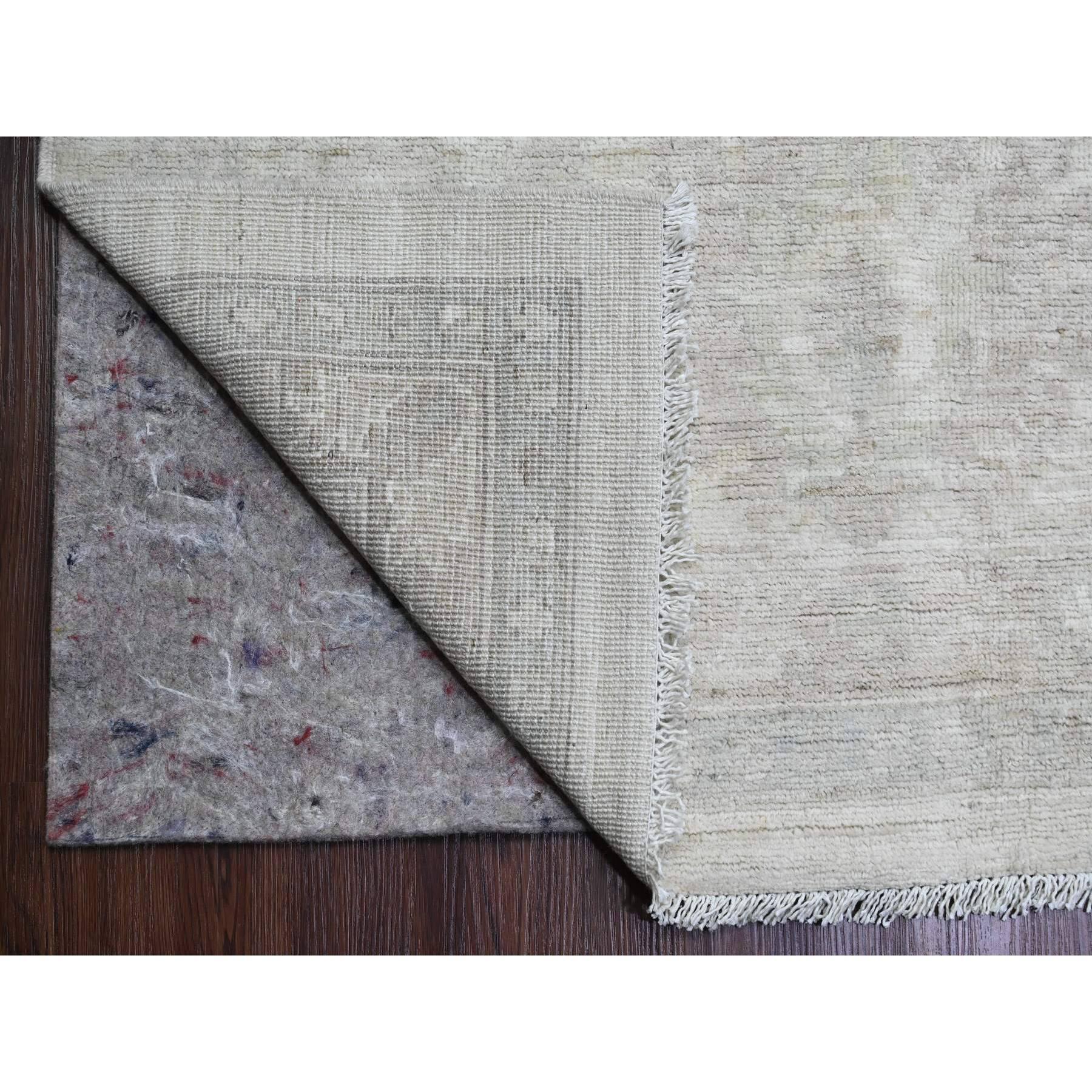 Afghano Tappeto bianco 100% lana lavata Peshawar Leaf Design/One annodato a mano 11'5 