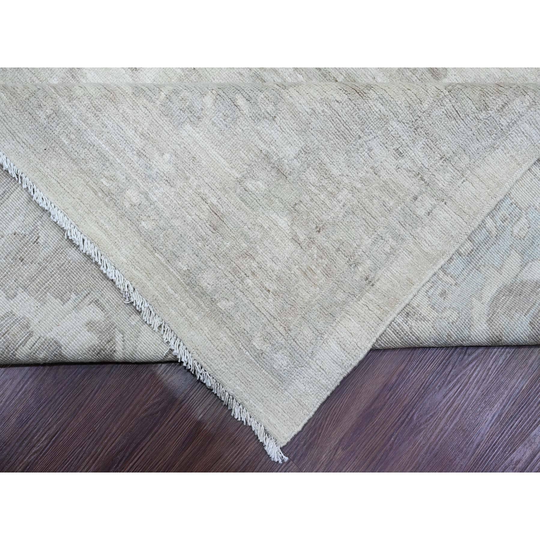 Tappeto bianco 100% lana lavata Peshawar Leaf Design/One annodato a mano 11'5 