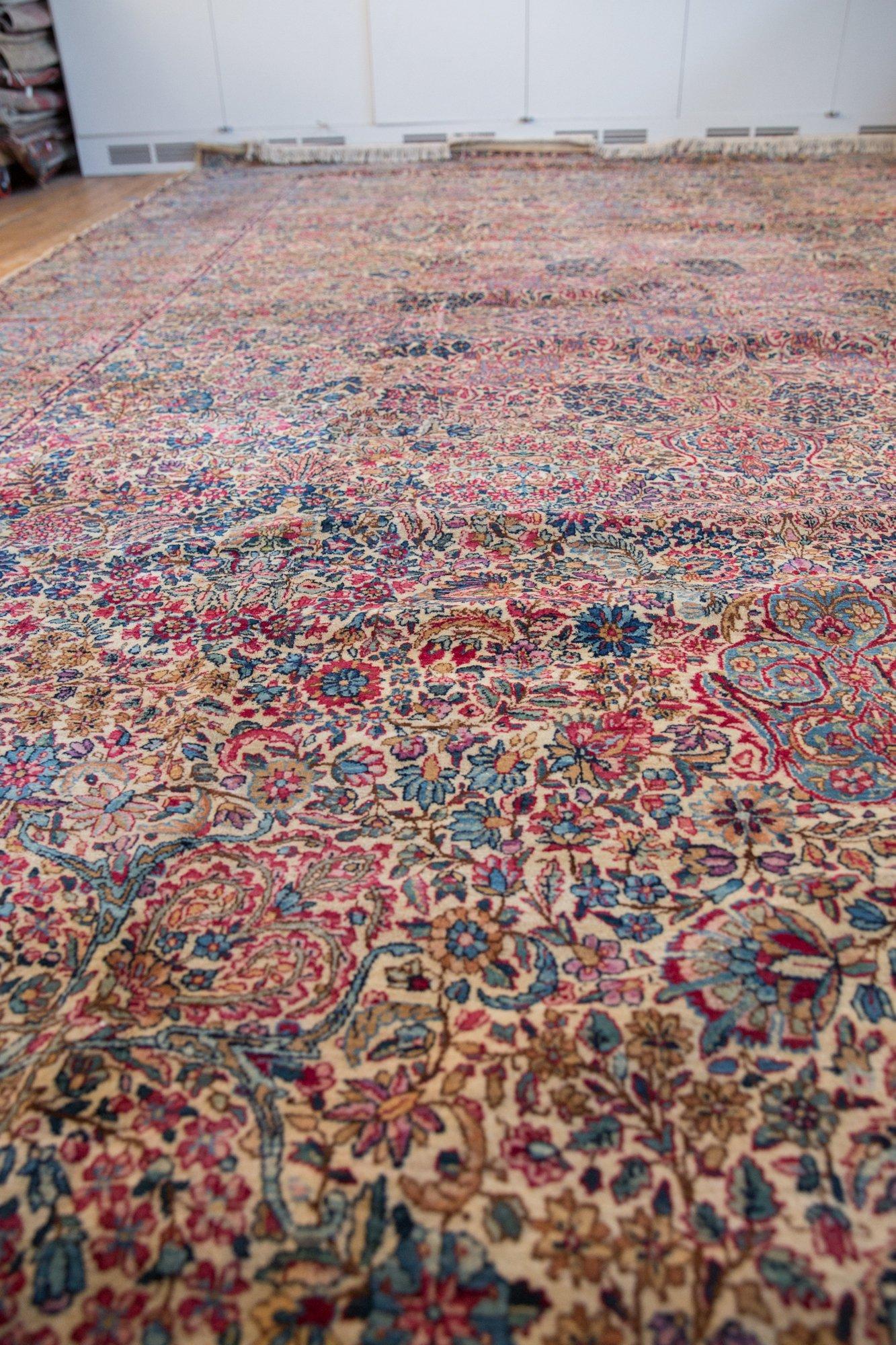 Persian Vintage Lavar Kerman Carpet For Sale