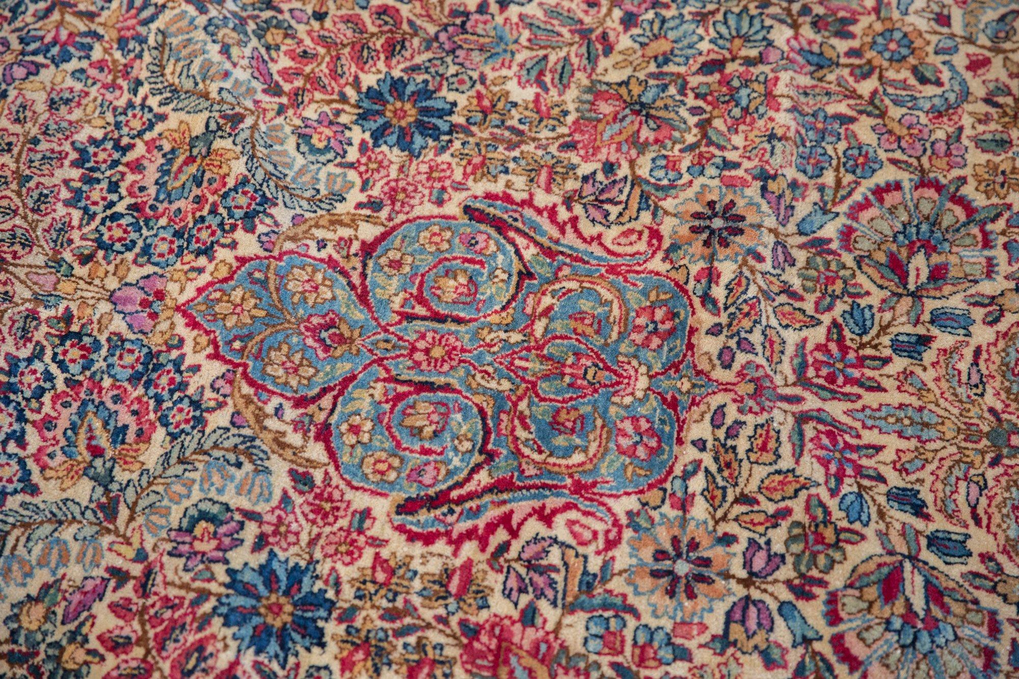 Hand-Knotted Vintage Lavar Kerman Carpet For Sale