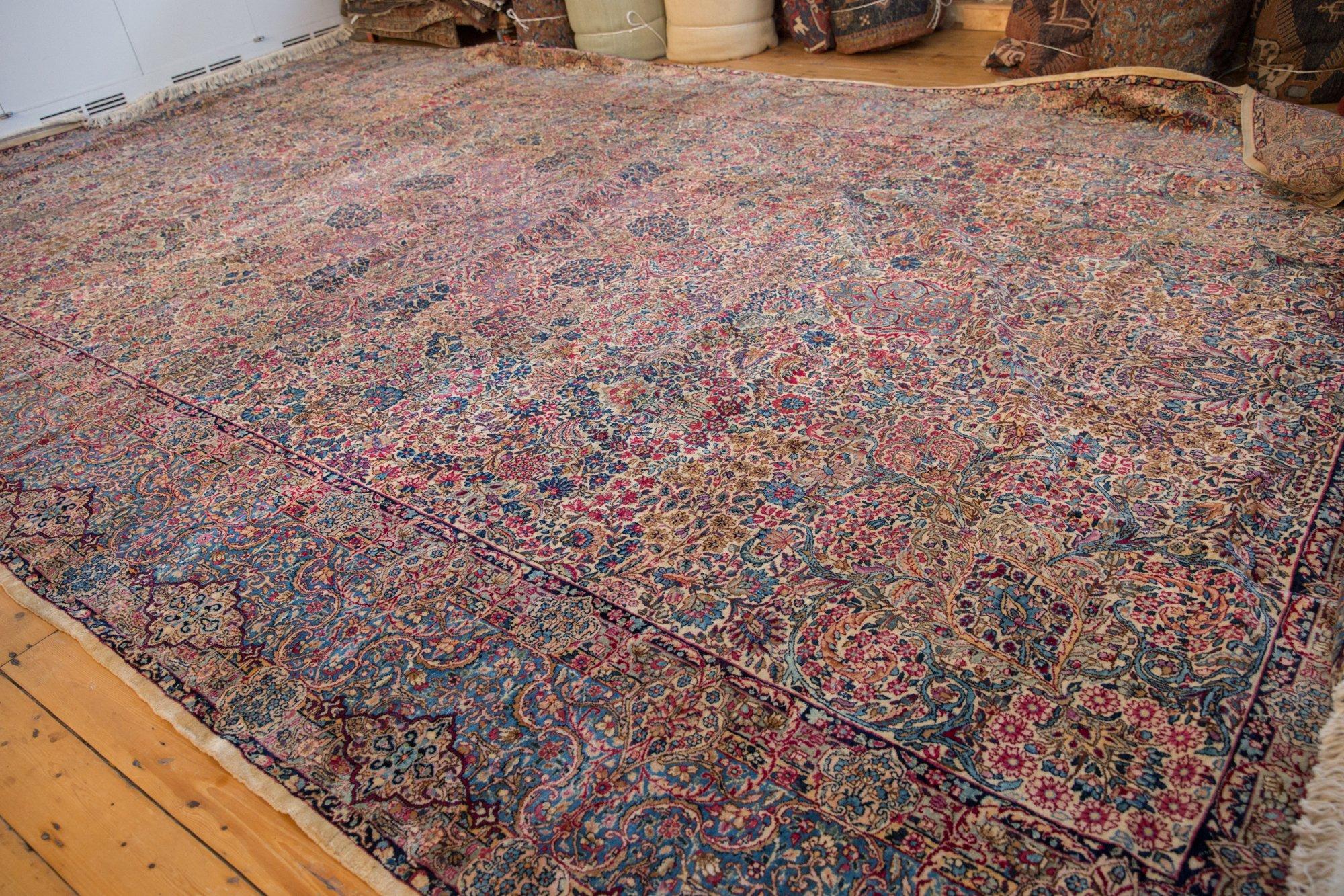 Wool Vintage Lavar Kerman Carpet For Sale