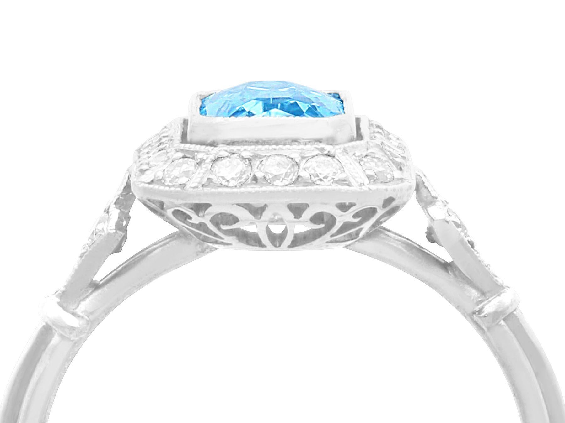 A fine and impressive 1.16 carat aquamarine, 0.30 carat diamond and platinum cocktail ring; part of our diverse gemstone jewelry and estate jewelry collections

This fine and impressive aquamarine ring has been crafted in platinum.

The contemporary