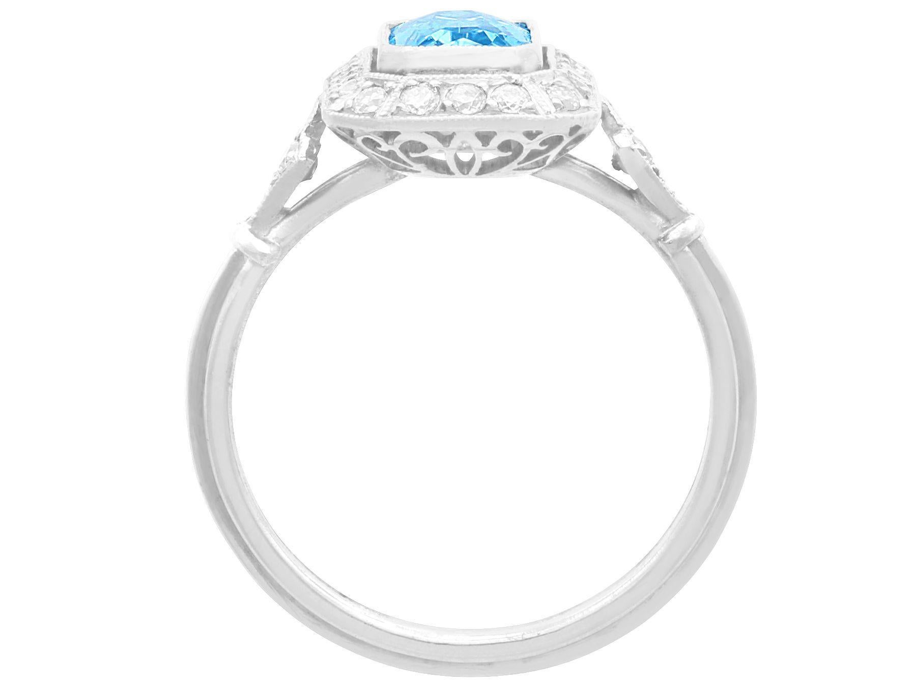 Women's or Men's 1.16 Carat Aquamarine and Diamond Platinum Cocktail Ring For Sale