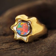 1.16 Carat Australian Boulder Opal, 18k Gold and Platinum Ring