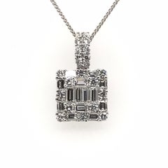 1.16 Carat Baguette and Round Diamond Pendant