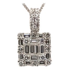 1.16 Carat Baguette and Round Diamond Pendant