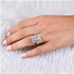 1,16 Karat Baguette Diamant Cocktail Ring 18 Karat Weißgold Handgefertigter Schmuck