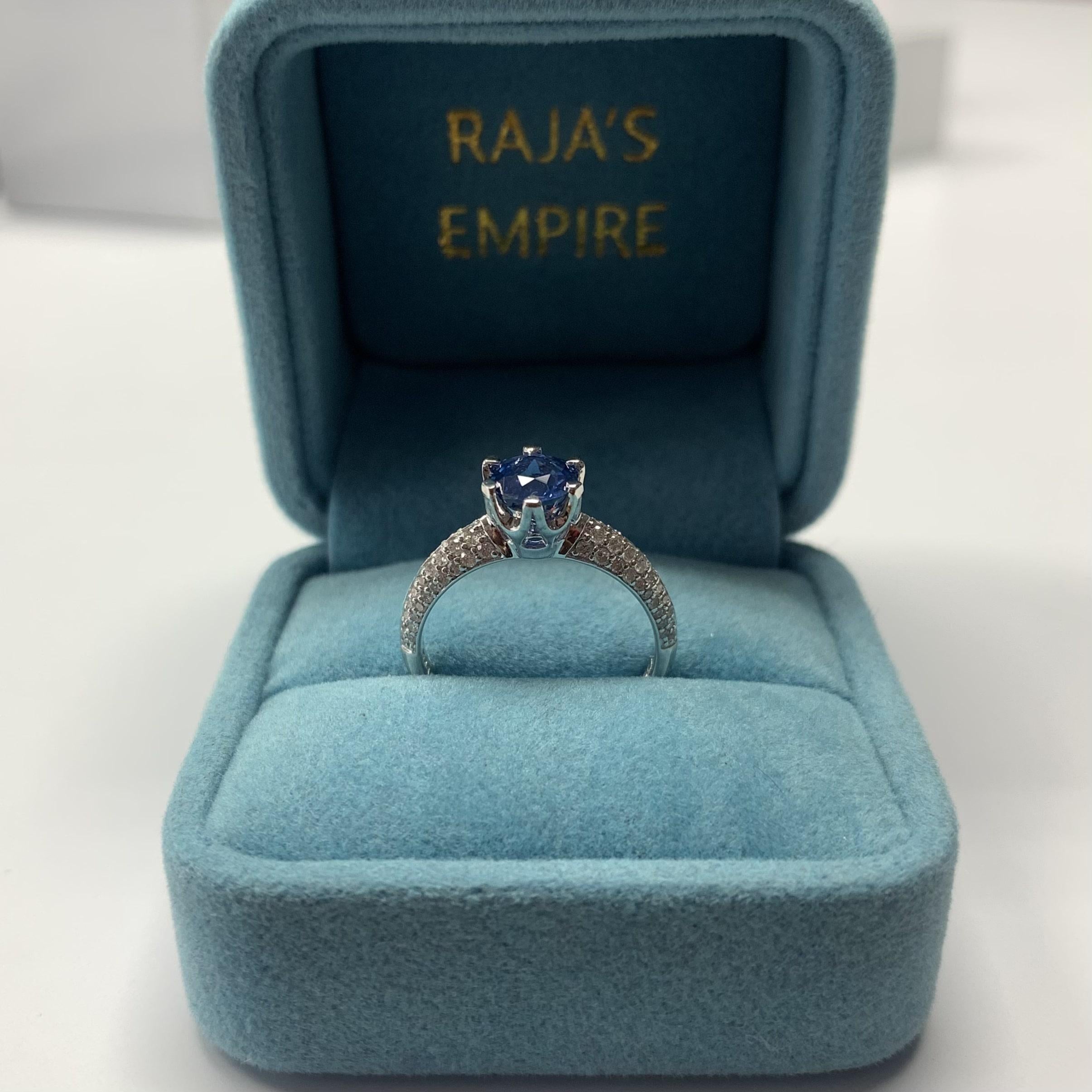 1.16 Ct Ceylon Cornflower Blue Sapphire 18K White Gold Six-prong Solitaire Ring For Sale 3