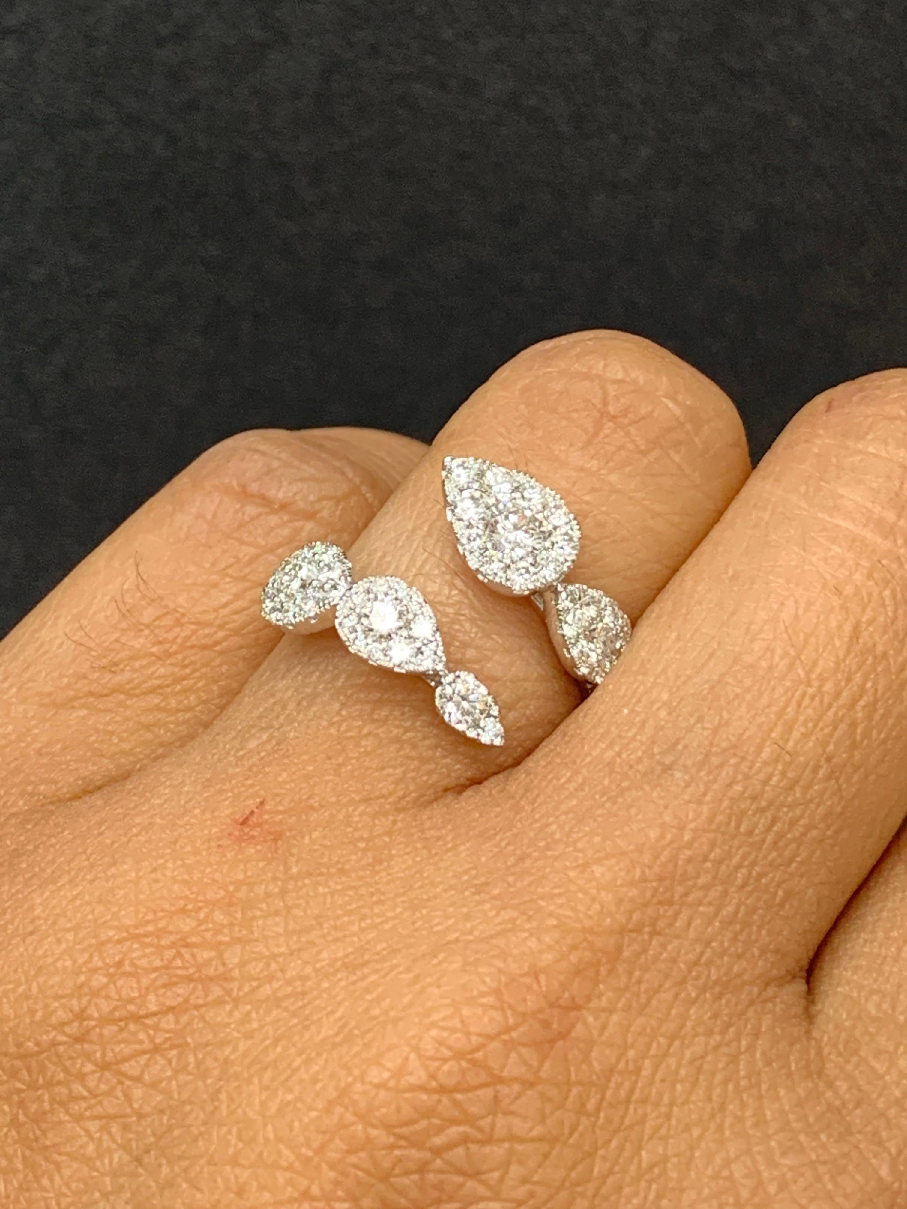 1.16 Carat Brilliant Cut Diamond Toi et Moi  Ring 18K White Gold For Sale 5