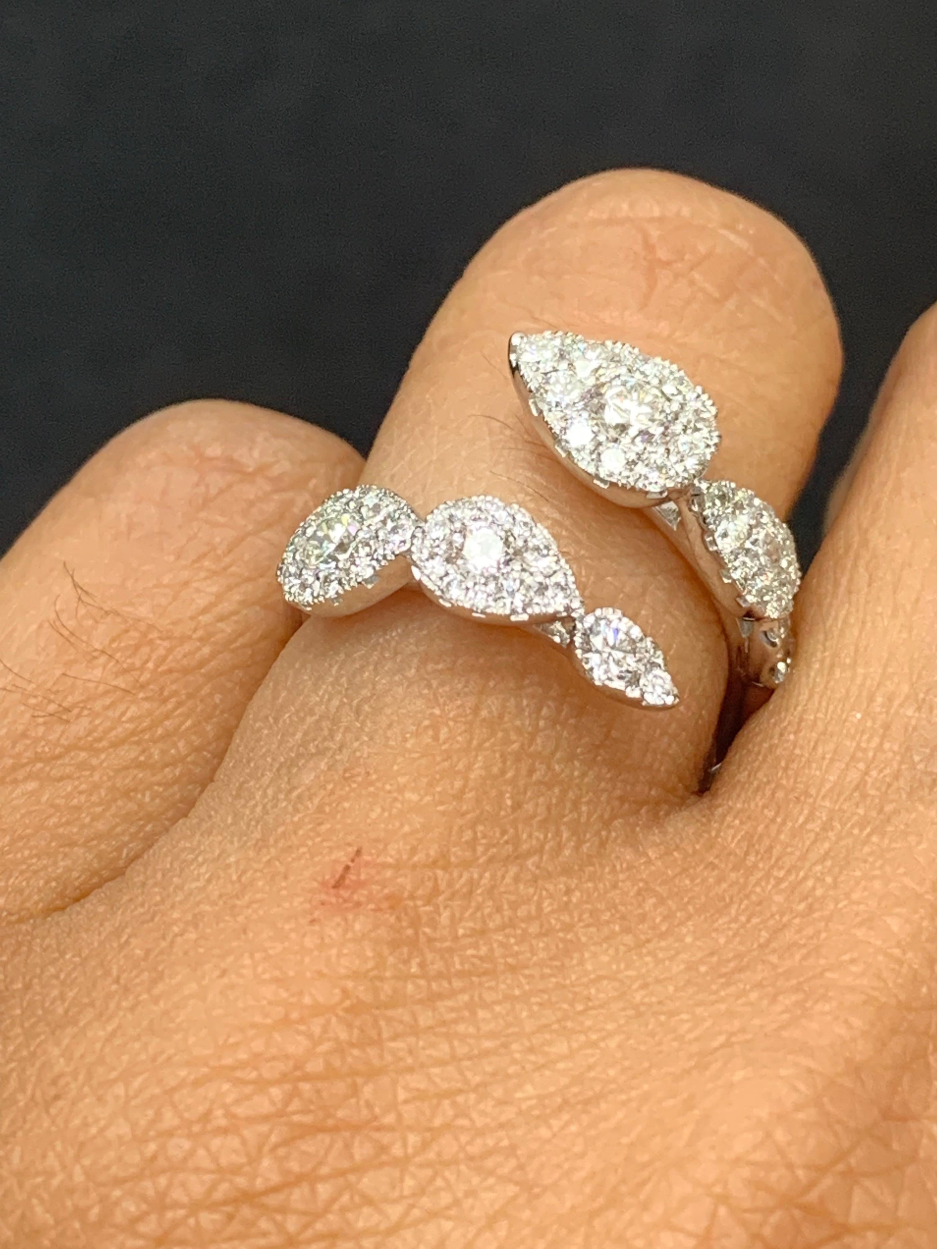 1.16 Carat Brilliant Cut Diamond Toi et Moi  Ring 18K White Gold For Sale 7