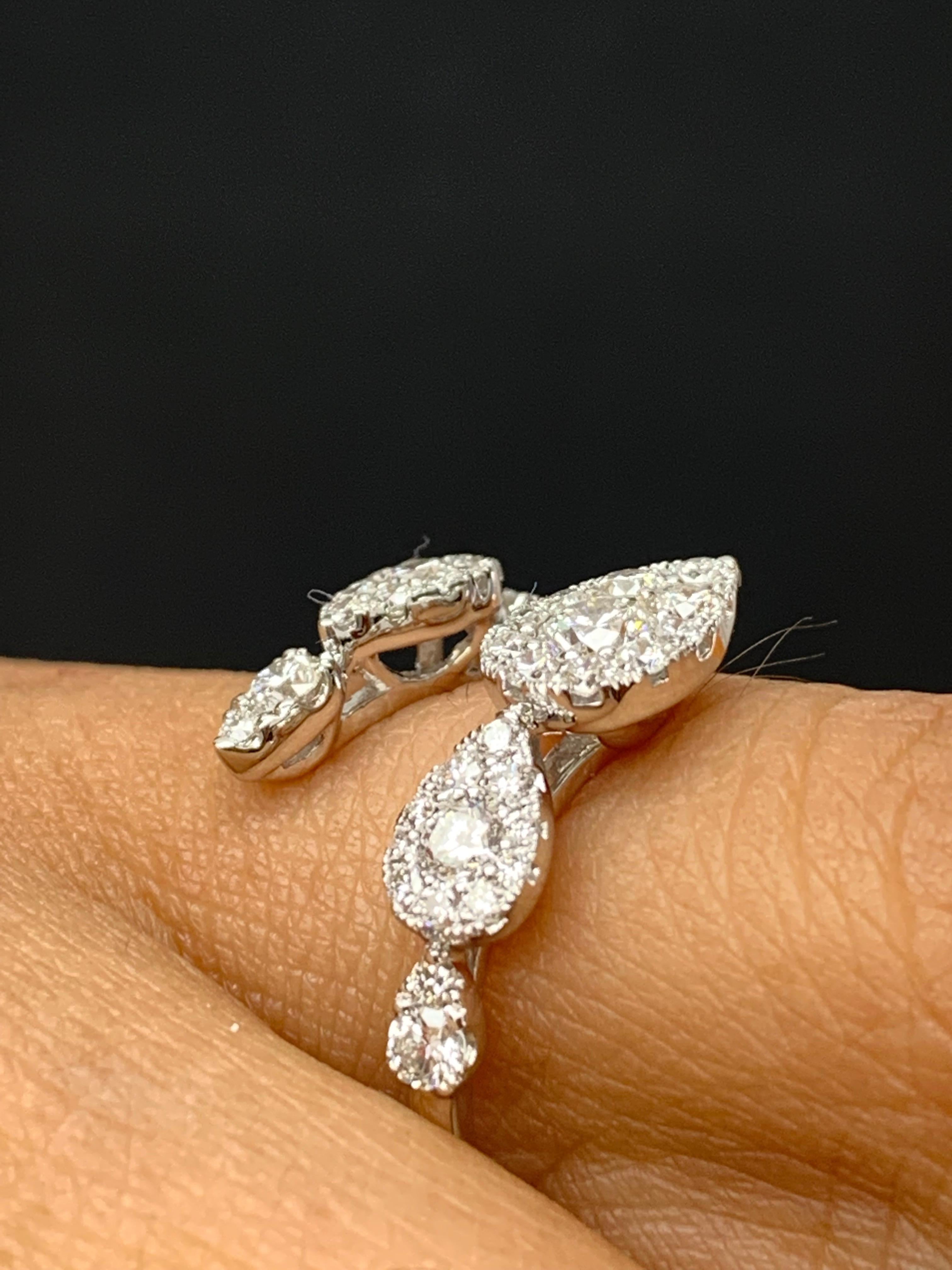 1.16 Carat Brilliant Cut Diamond Toi et Moi  Ring 18K White Gold For Sale 14