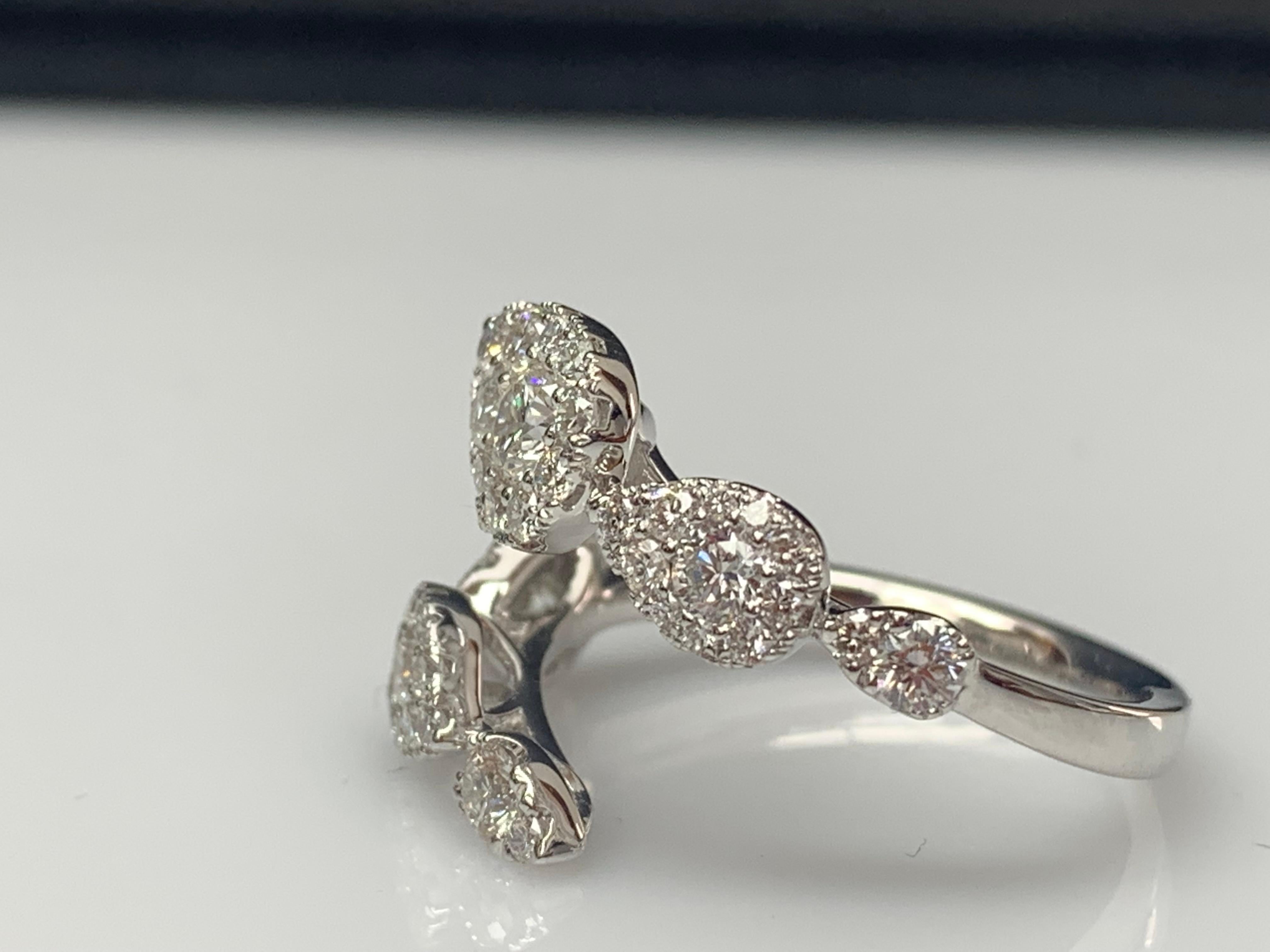 1.16 Carat Brilliant Cut Diamond Toi et Moi  Ring 18K White Gold In New Condition For Sale In NEW YORK, NY