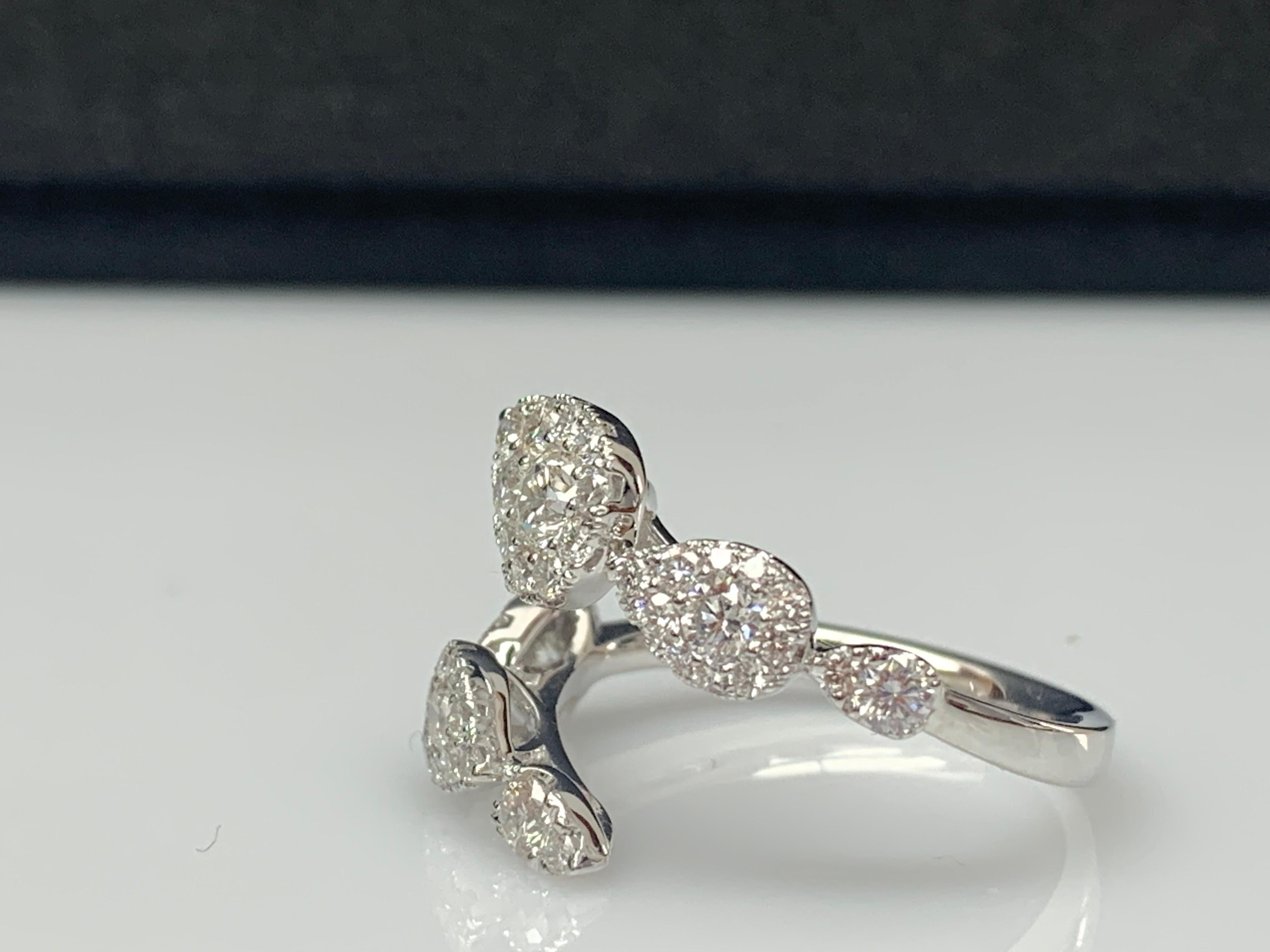 1.16 Carat Brilliant Cut Diamond Toi et Moi  Ring 18K White Gold For Sale 2