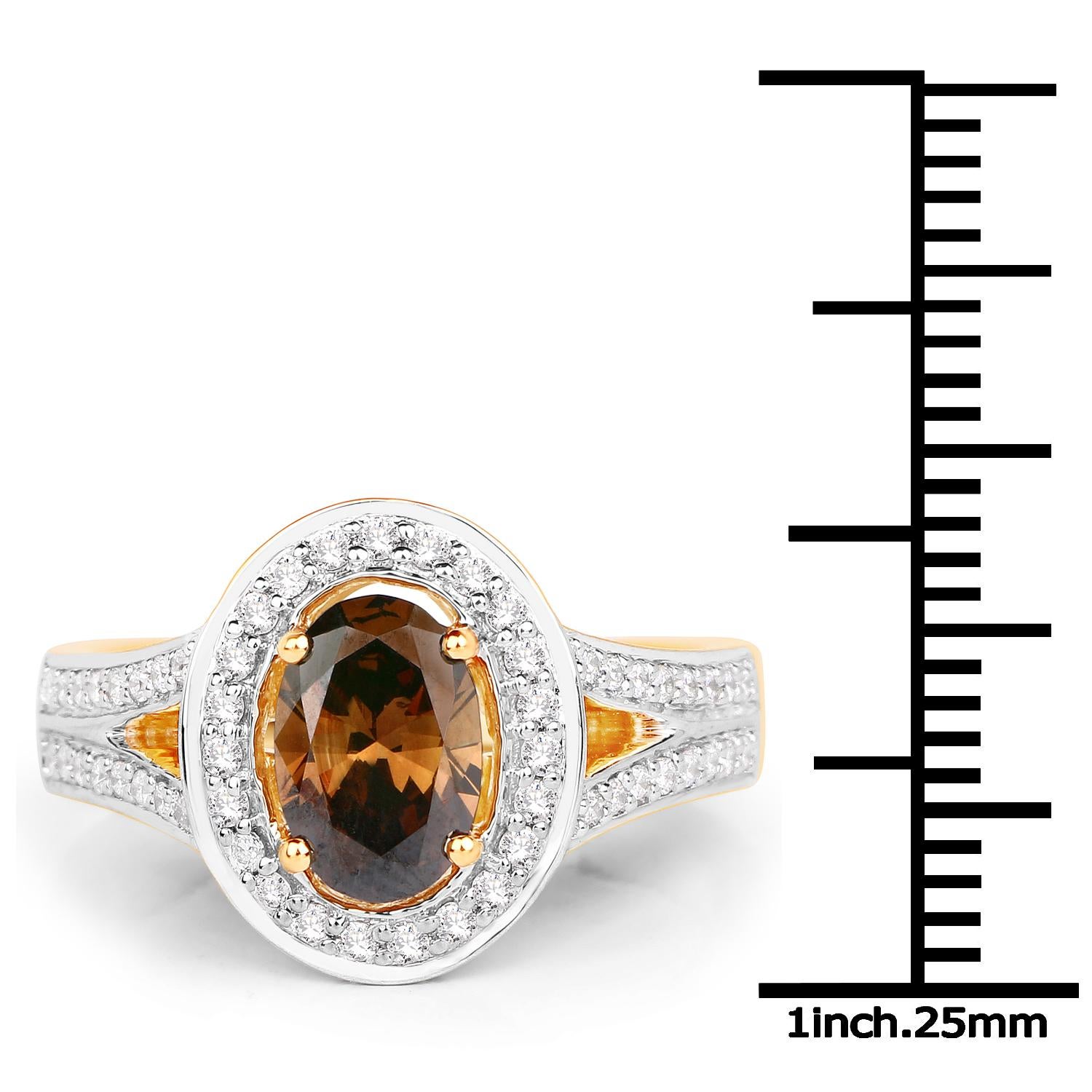 Contemporary 1.16 Carat Chocolate Diamond and 0.36 Carat Diamond 18k Yellow Gold Bridal Ring