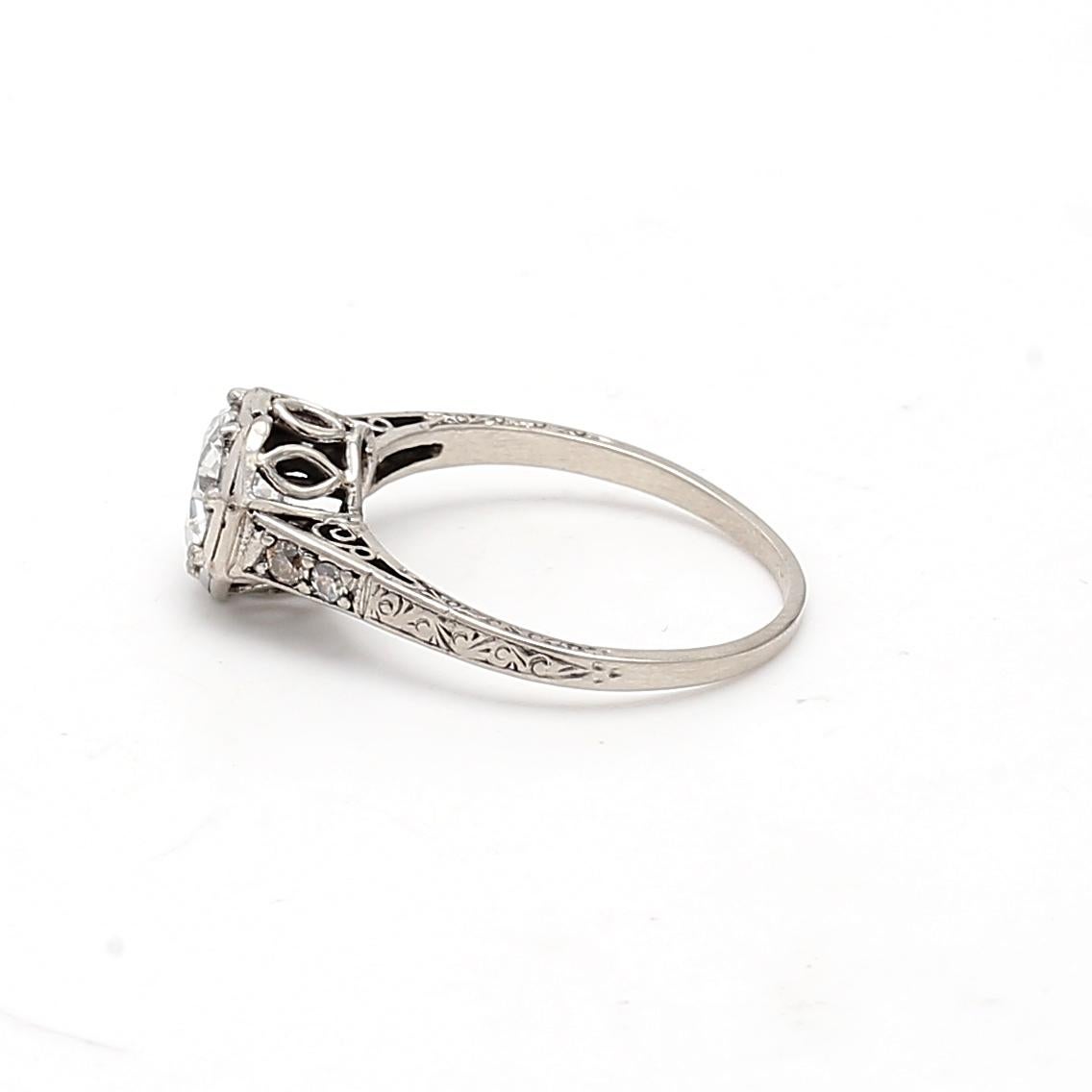 1.16 Carat Circular Brilliant Cut and Round Diamond Platinum Engagement Ring For Sale 2