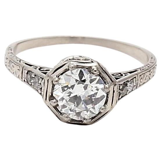1.16 Carat Circular Brilliant Cut and Round Diamond Platinum Engagement Ring