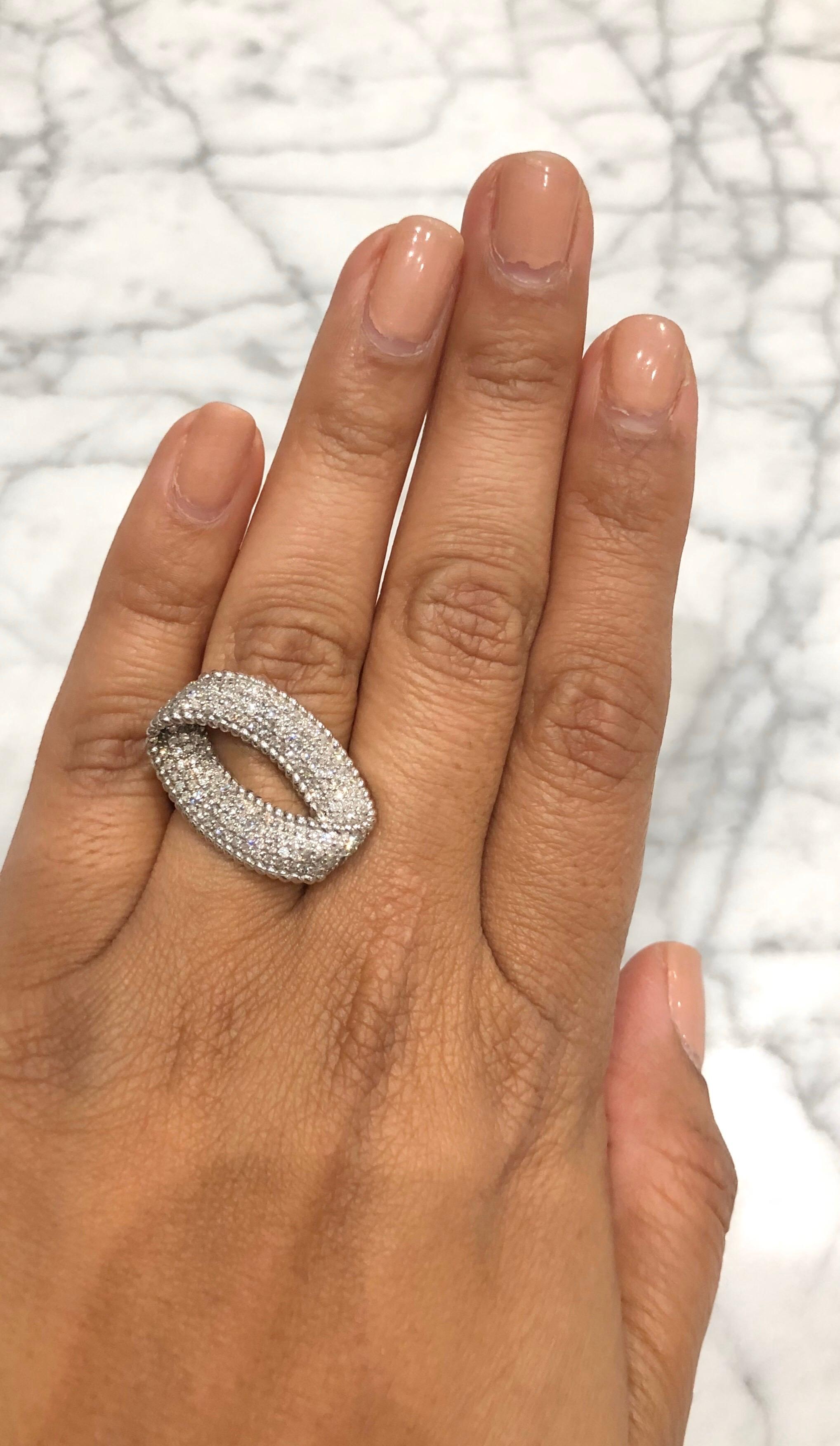1.16 Carat Diamond 14 Karat White Gold Cocktail Ring In New Condition For Sale In Los Angeles, CA