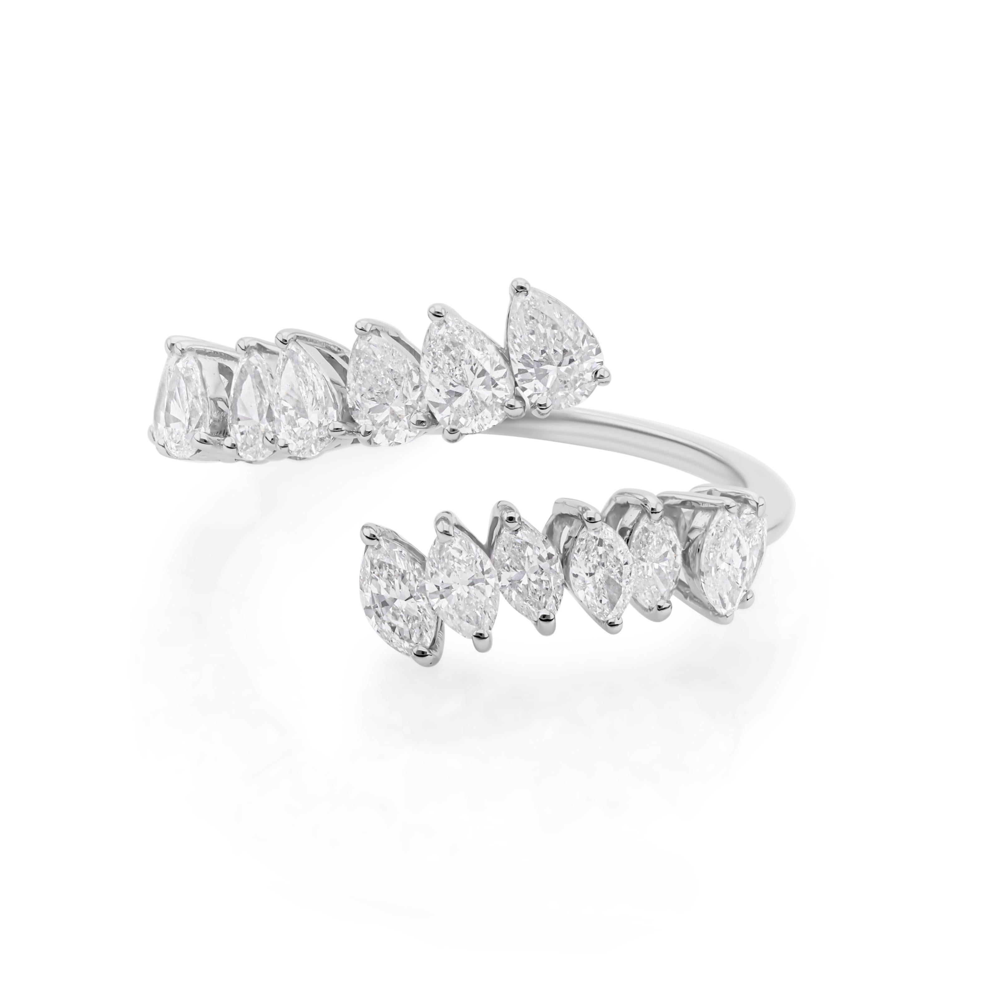For Sale:  1.16 Carat Diamond Open Bypass Ring 18k Solid White Gold 10