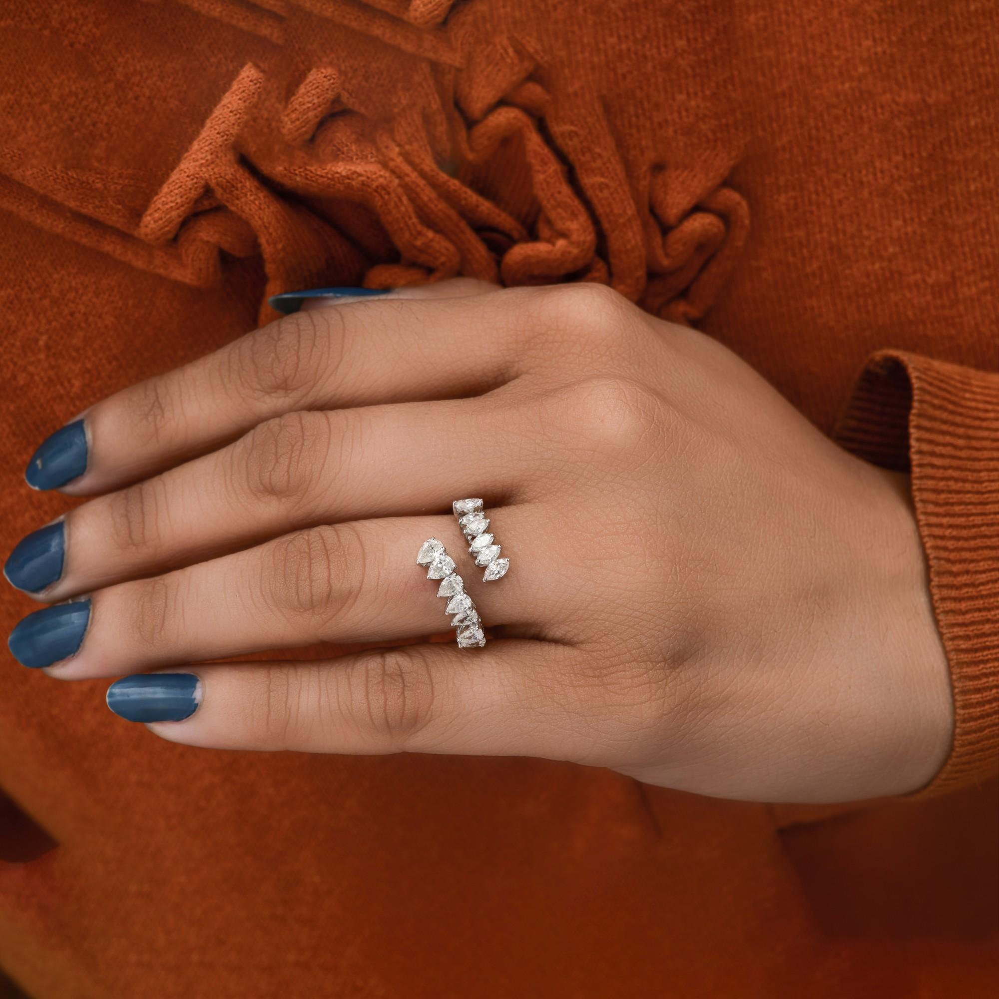 For Sale:  1.16 Carat Diamond Open Bypass Ring 18k Solid White Gold 2