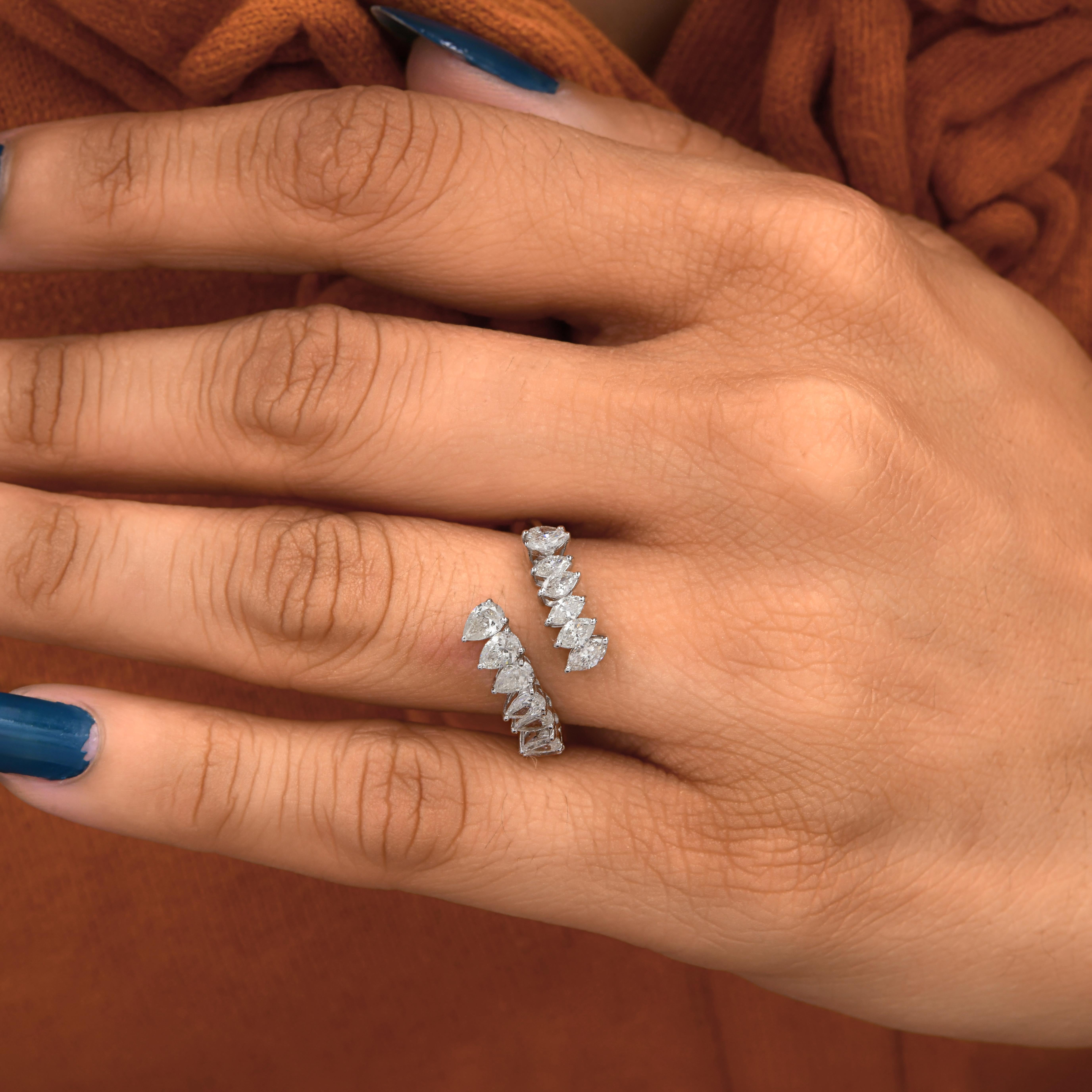 For Sale:  1.16 Carat Diamond Open Bypass Ring 18k Solid White Gold 3