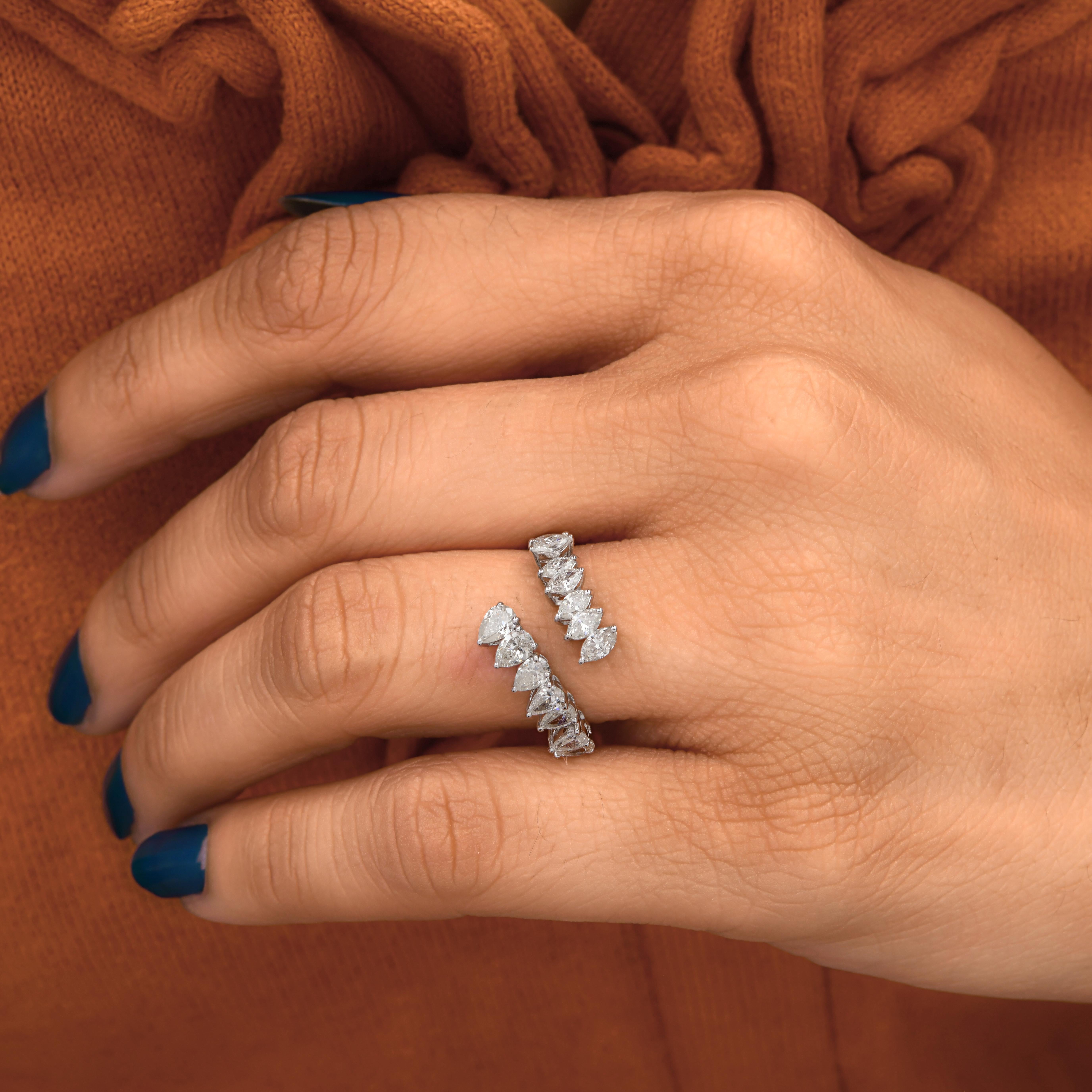 For Sale:  1.16 Carat Diamond Open Bypass Ring 18k Solid White Gold 4