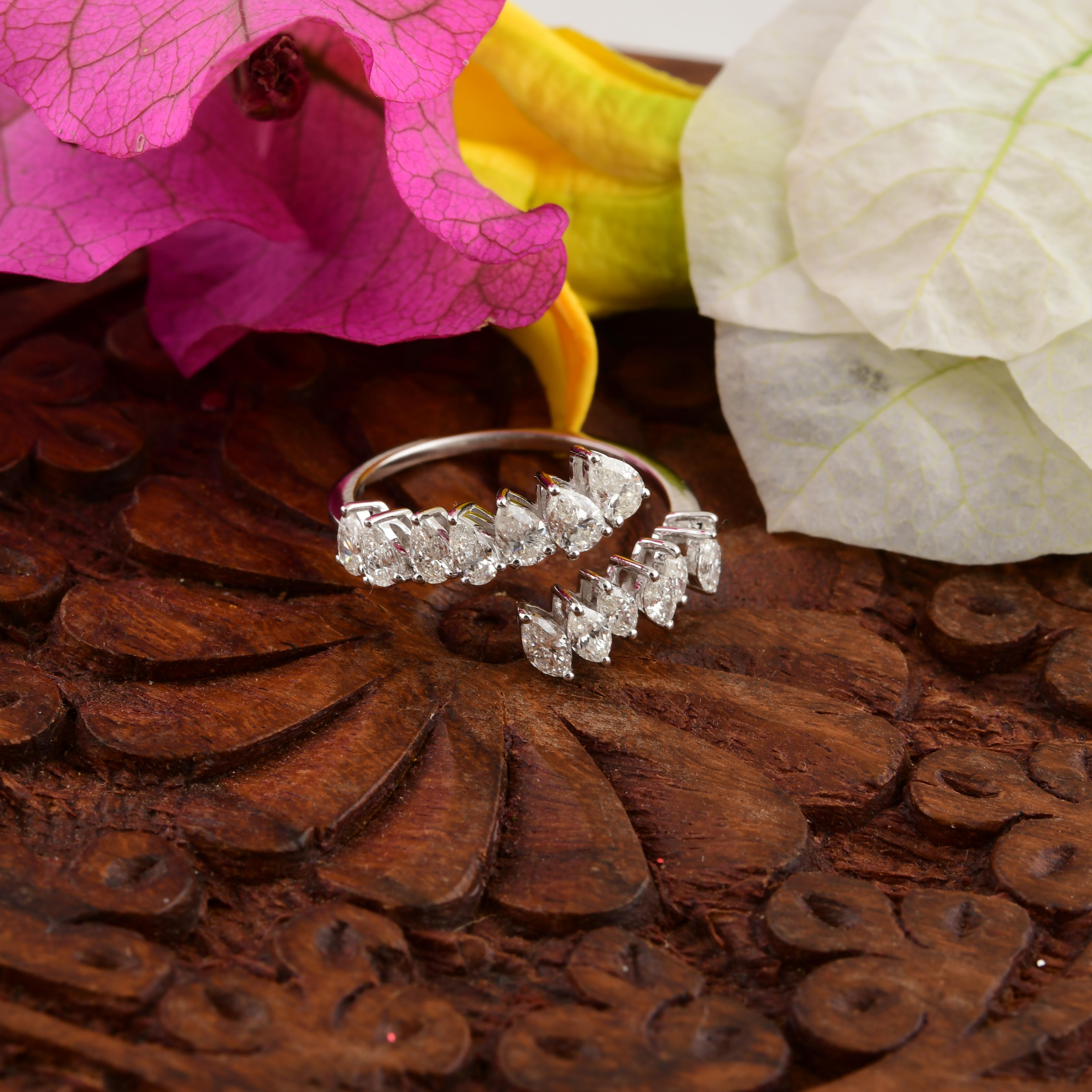 For Sale:  1.16 Carat Diamond Open Bypass Ring 18k Solid White Gold 5