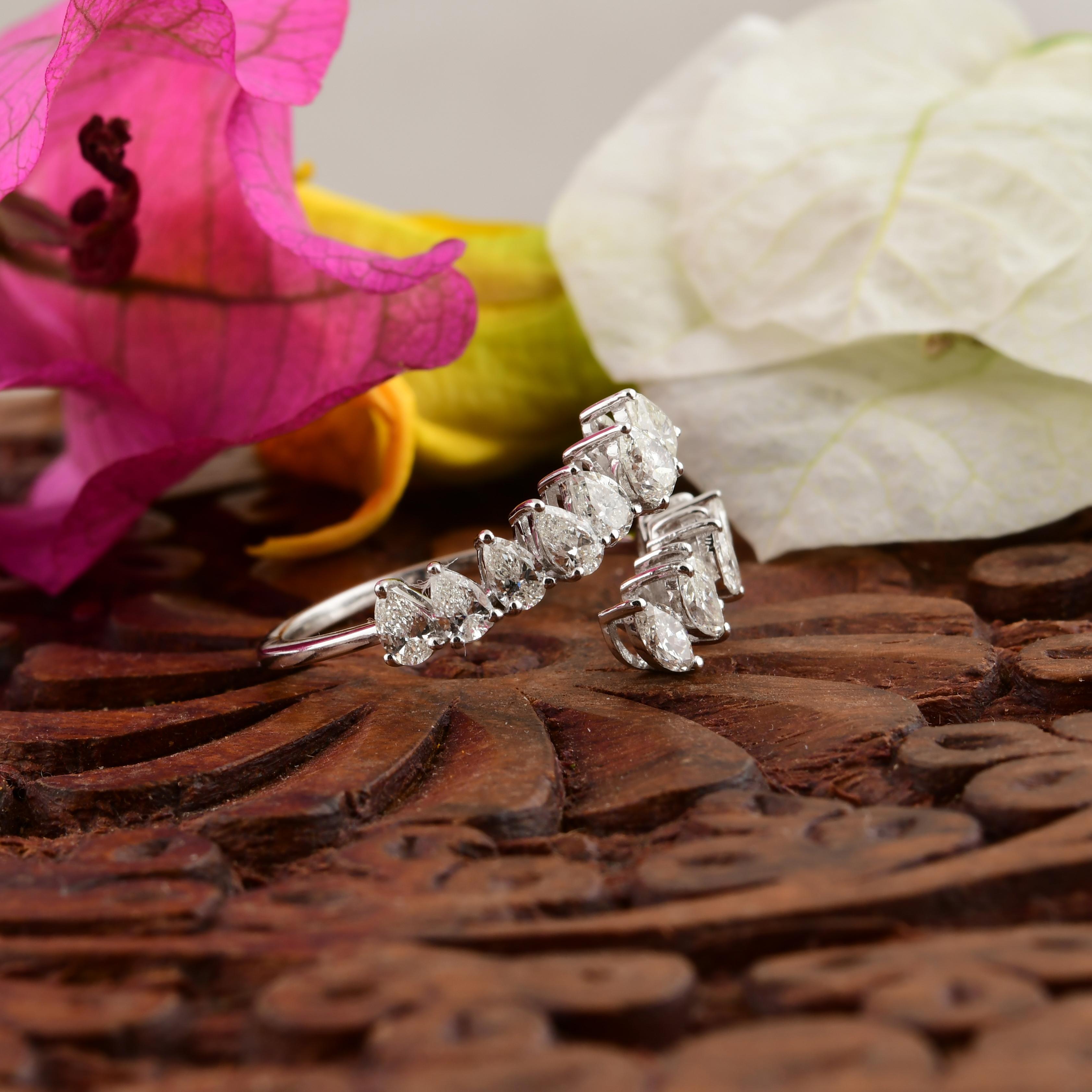 For Sale:  1.16 Carat Diamond Open Bypass Ring 18k Solid White Gold 6