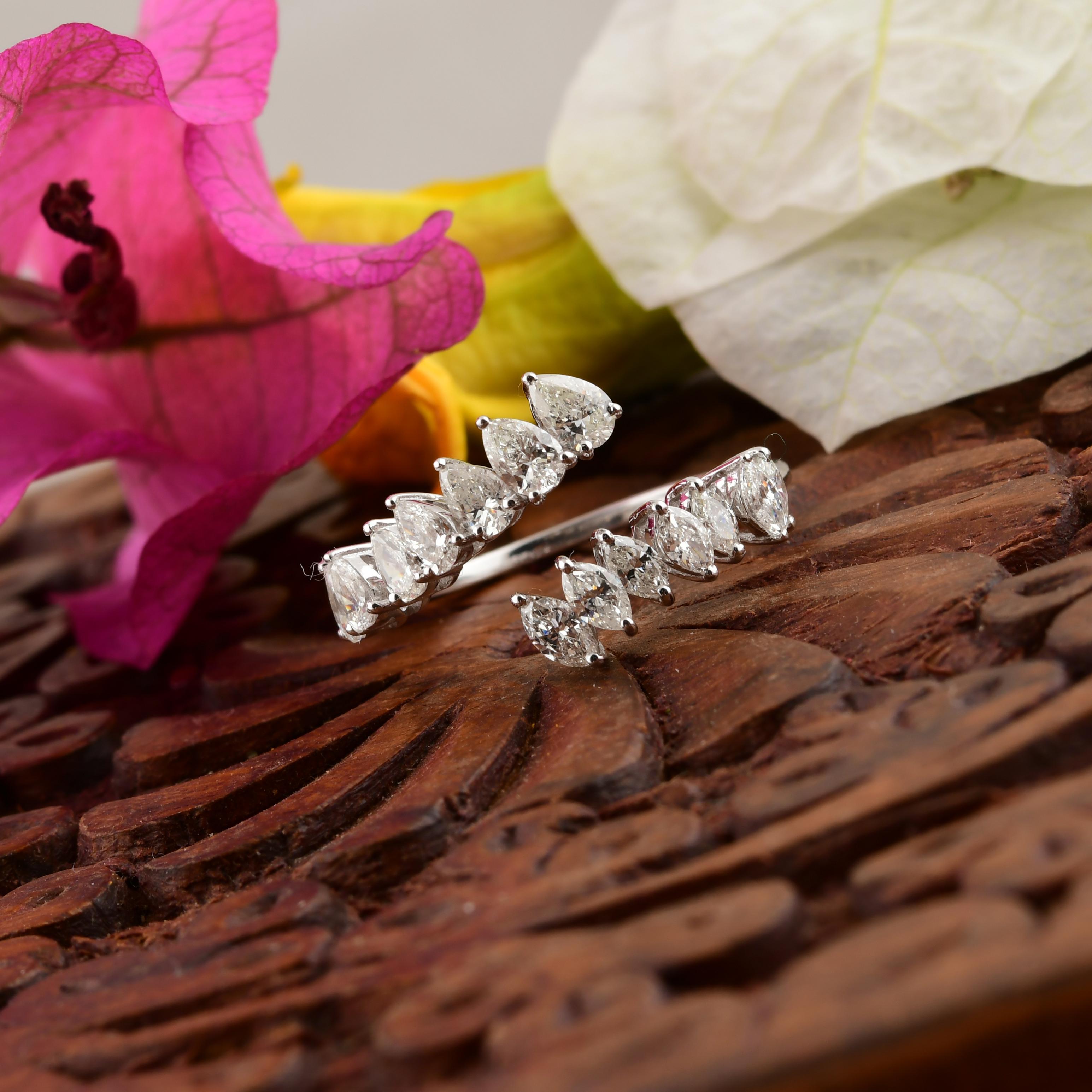 For Sale:  1.16 Carat Diamond Open Bypass Ring 18k Solid White Gold 7