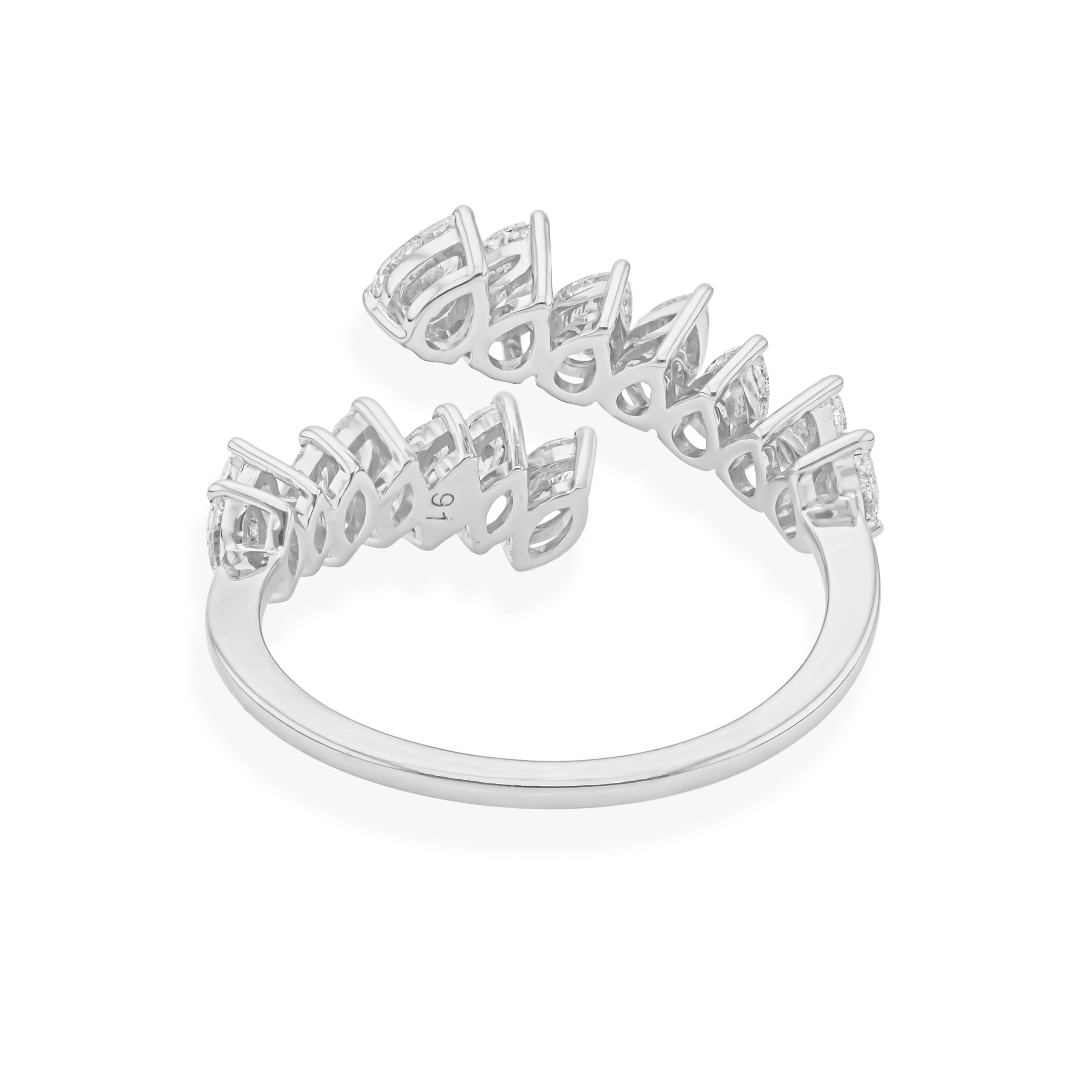 For Sale:  1.16 Carat Diamond Open Bypass Ring 18k Solid White Gold 8