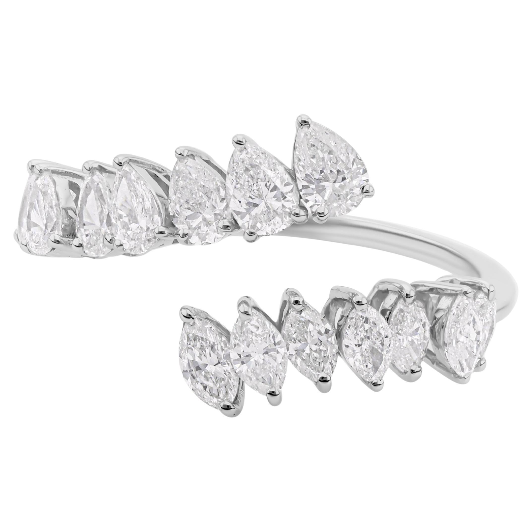 For Sale:  1.16 Carat Diamond Open Bypass Ring 18k Solid White Gold