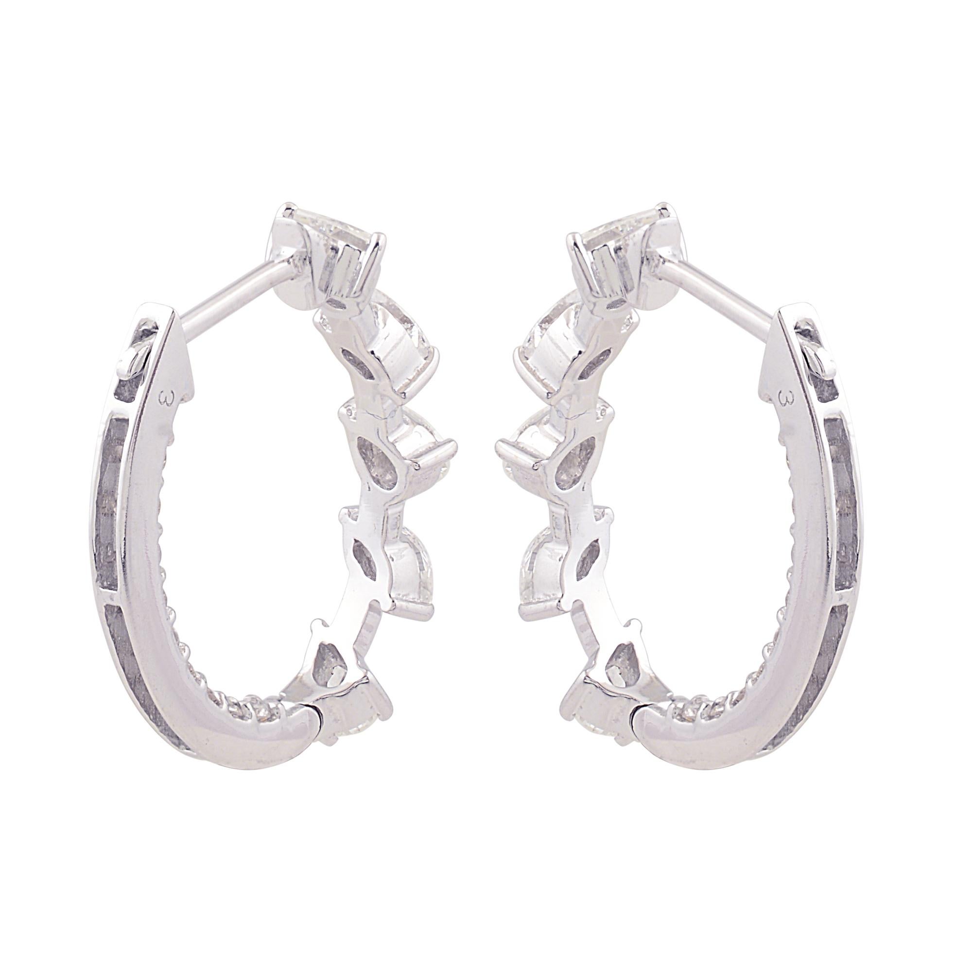 1.17 Carat Diamond Pave Huggies Hoop Earrings Solid 10k White Gold Fine Jewelry In New Condition For Sale In Diera, Dubai