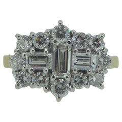 1.16 Carat Diamond Ring with Baguettes and Brilliants in a Rectangular Shape