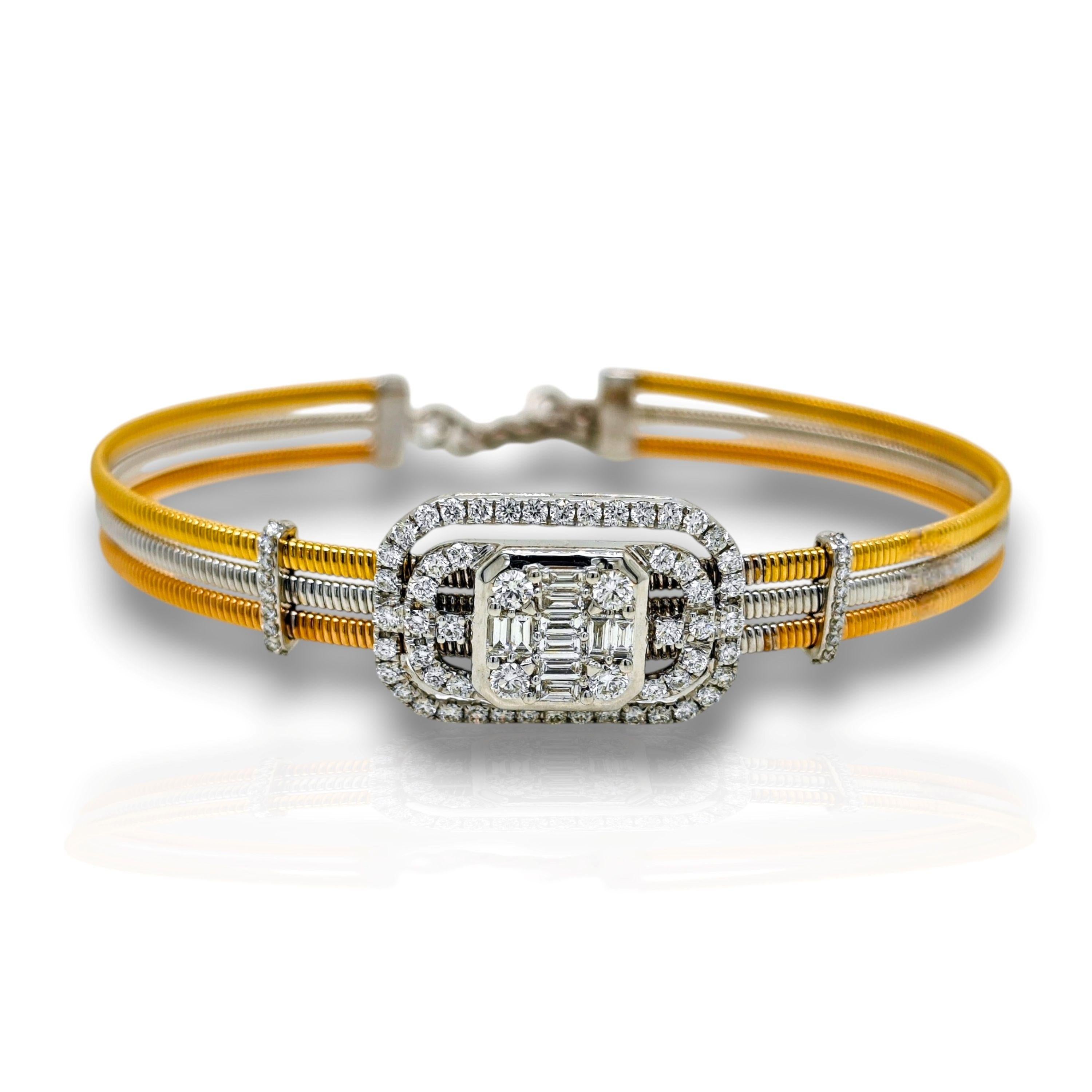 Bracelet en or rose, jaune et blanc avec diamant de 1,16 carat Neuf - En vente à New York, NY