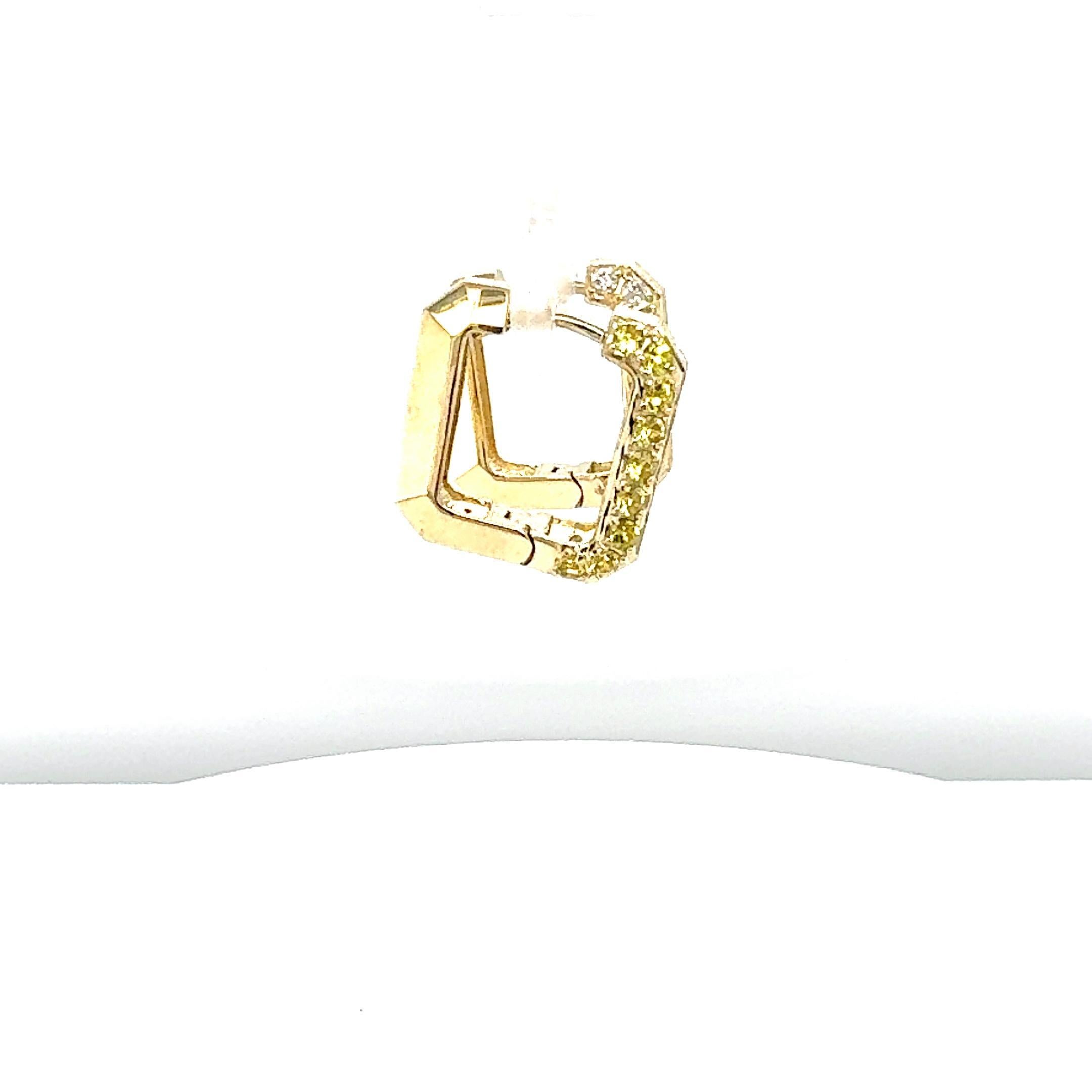 Taille ronde Créoles en or avec saphir jaune et diamants de 1,16 carat en vente
