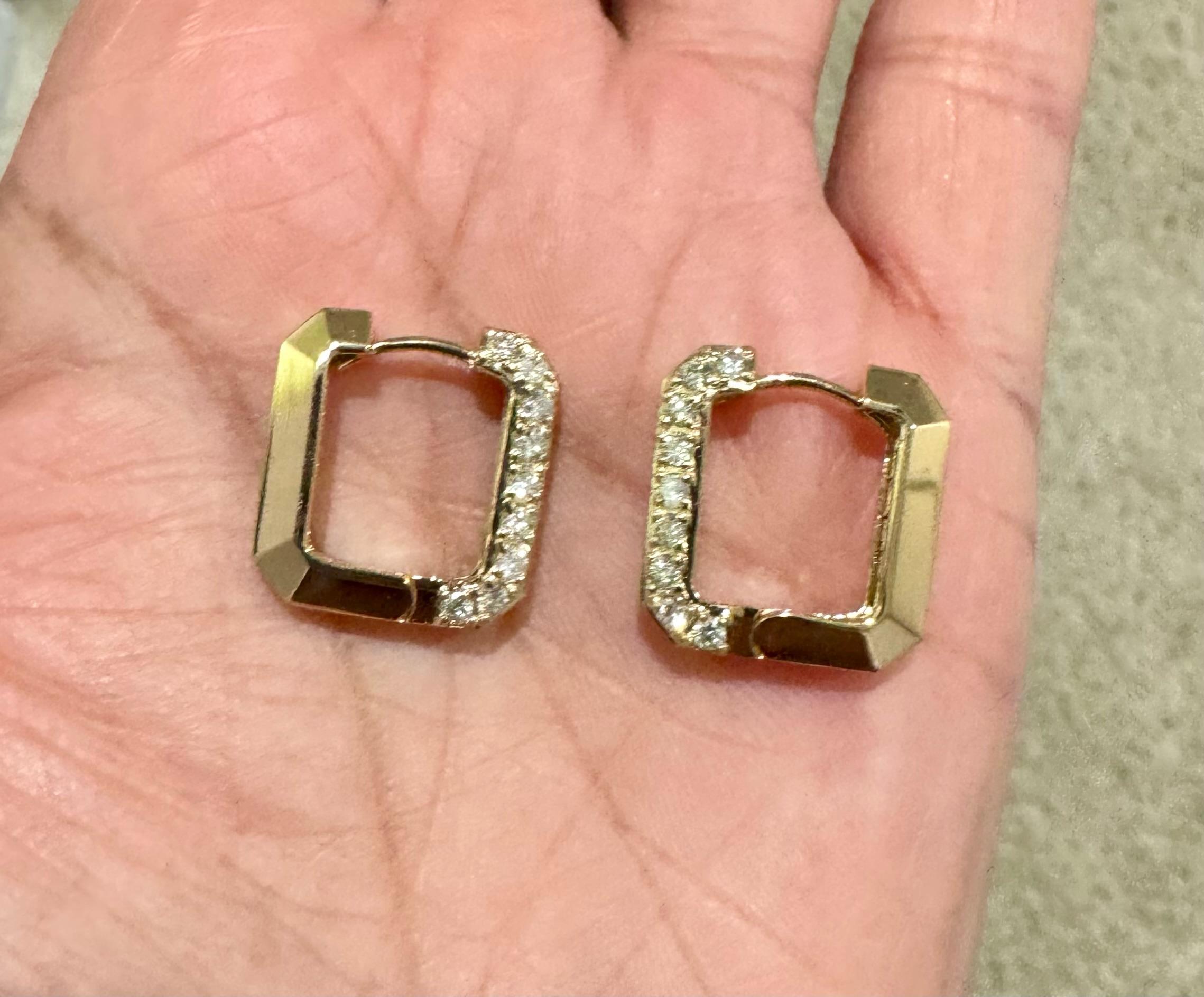 1.16 Carat Diamond Yellow Sapphire Gold Hoop Earrings For Sale 1