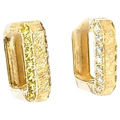 Pendientes de aro de oro con zafiro amarillo y diamantes de 1,16 quilates