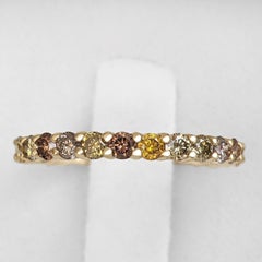 $1 NO RESERVE - 1.16cttw Fancy Diamonds 3/4 Eternity Band, 14K Yellow Gold Ring