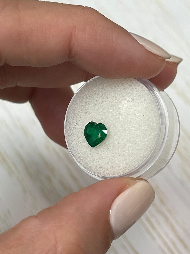 Emerald Cut 1.16 Carat Heart-Cut Zambian Emerald  Dark Green 6.7x6.7 Loose Gemstone For Sale