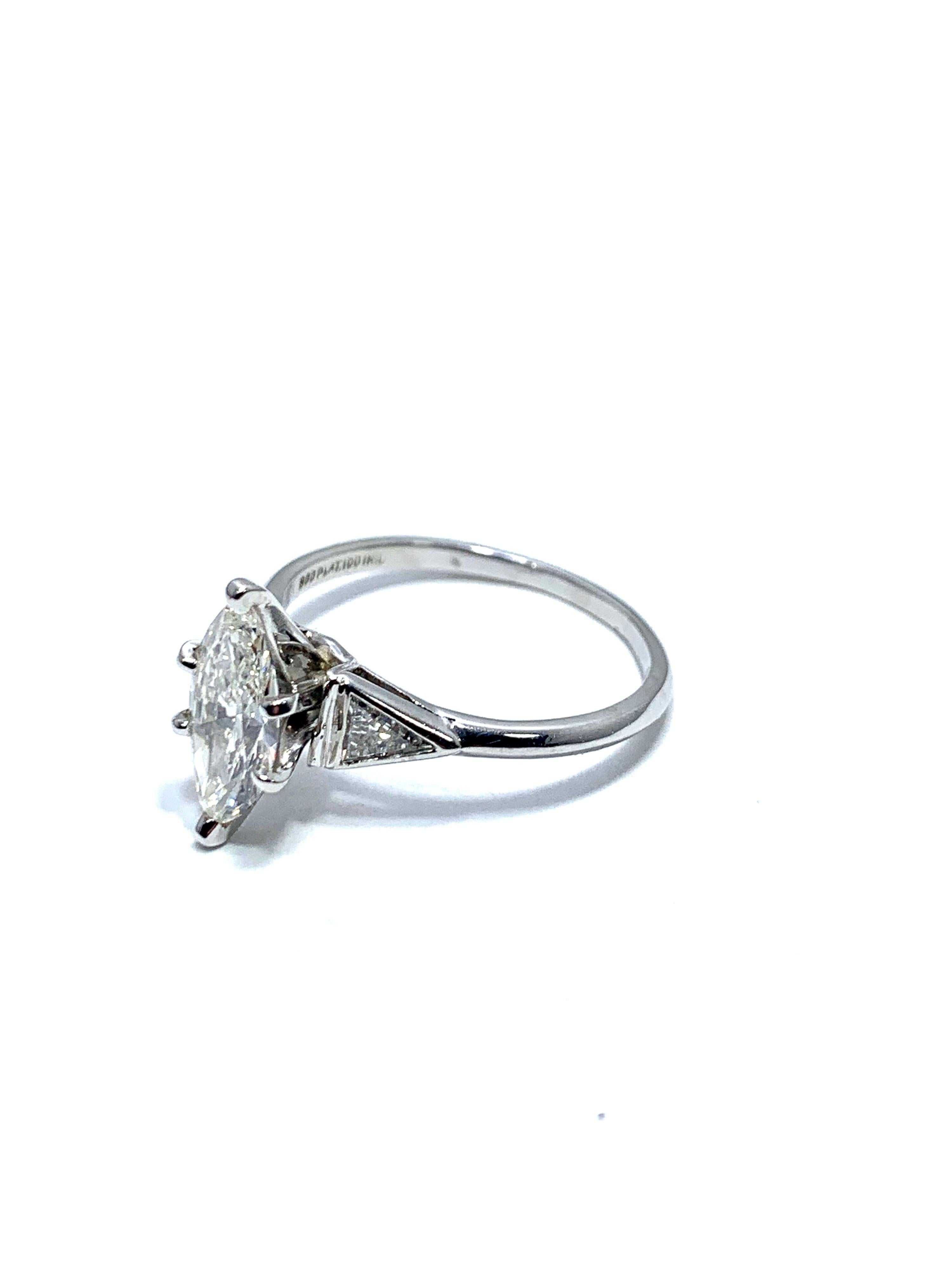 Marquise Cut 1.16 Carat Marquise Diamond and Platinum Engagement Ring