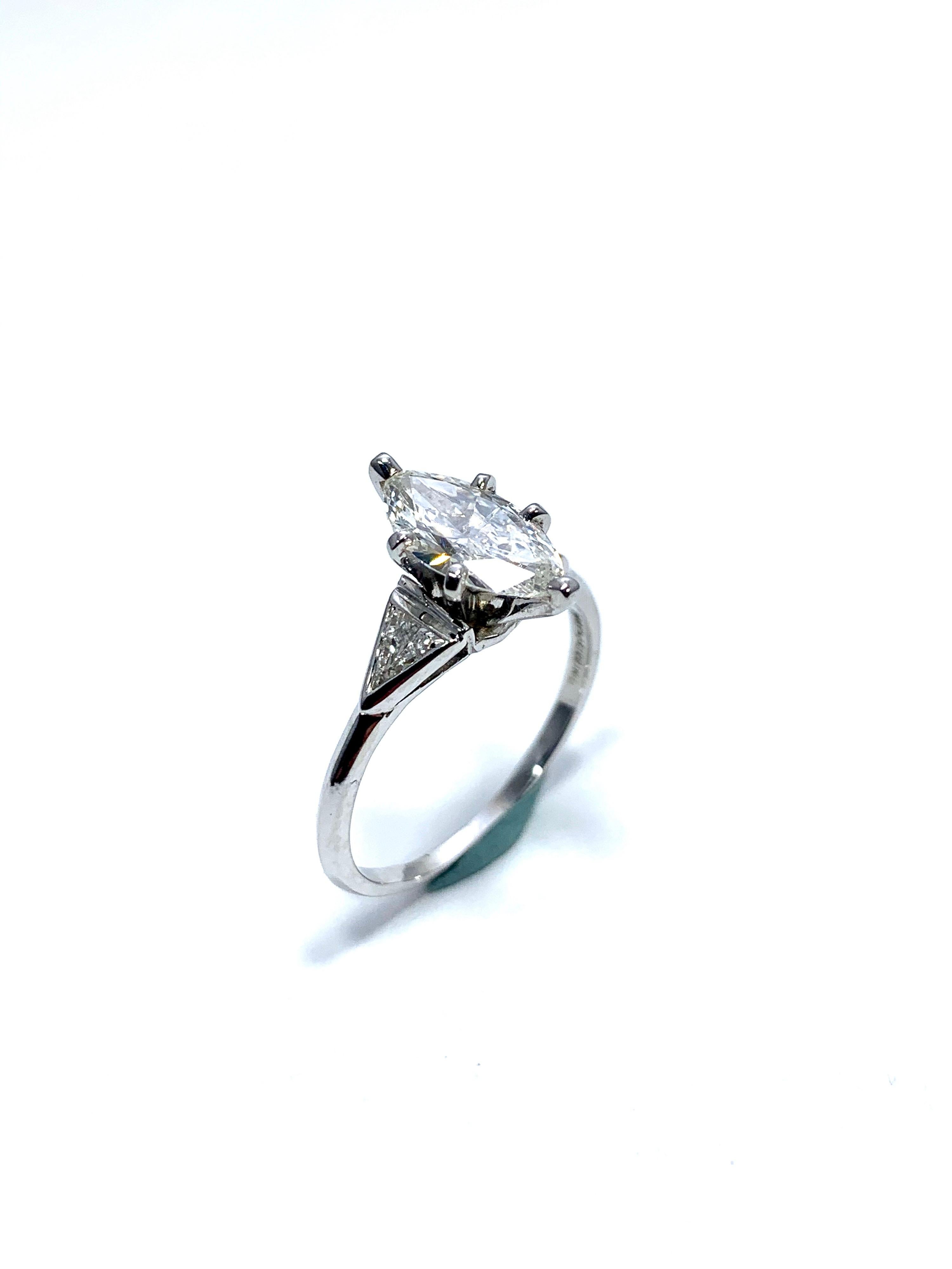 1.16 Carat Marquise Diamond and Platinum Engagement Ring 2
