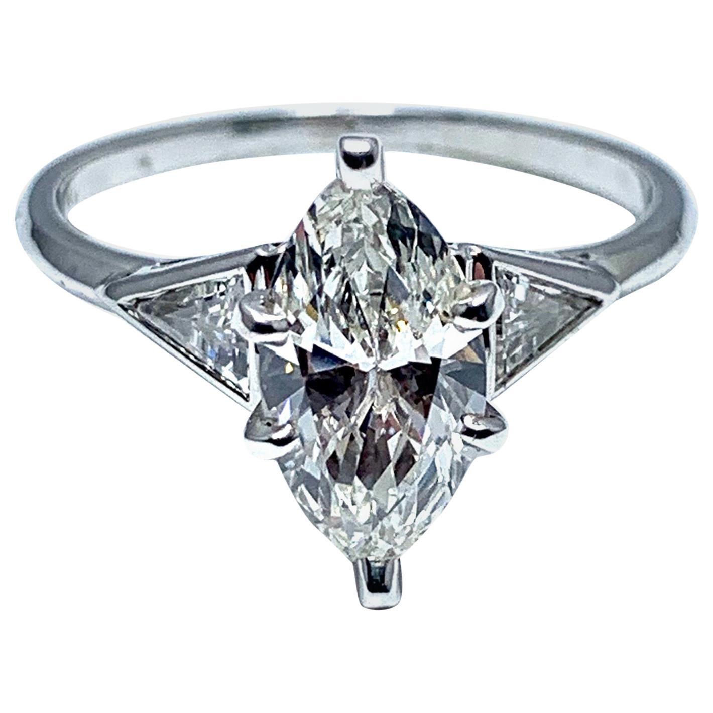 1.16 Carat Marquise Diamond and Platinum Engagement Ring