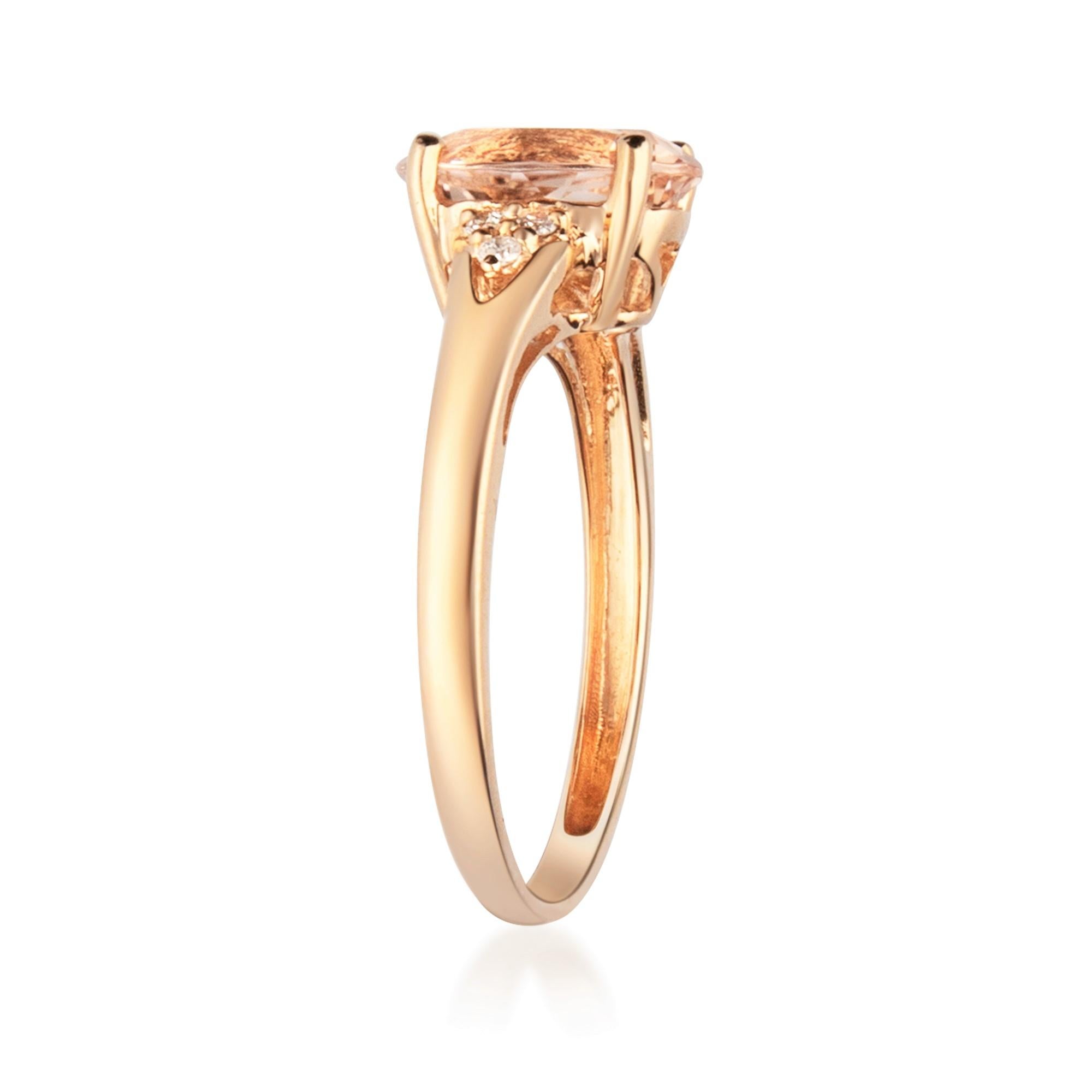 Art Deco 1.16 Carat Morganite Oval Cut Diamond Accents 10K Rose Gold Ring