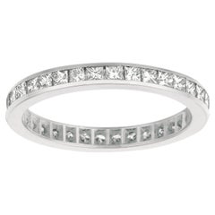 1.16 Carat Natural Diamond Princess Cut Eternity Ring Band G-H SI 14k White Gold