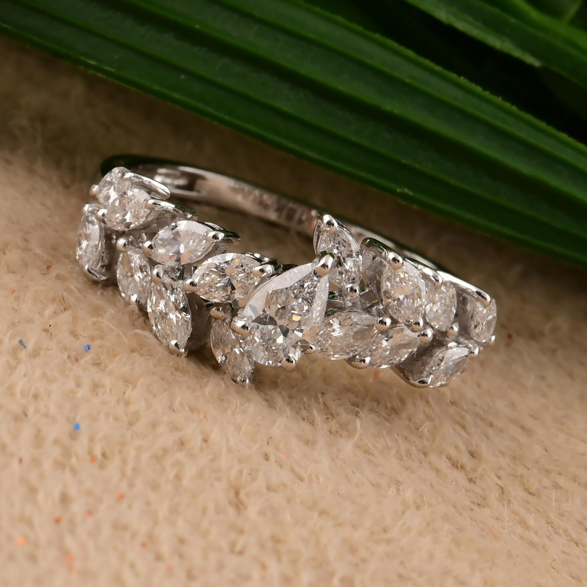 Im Angebot: 1,16 Karat natürlicher Diamant Ehering 18k Weißgold Feiner Schmuck Geschenk () 5